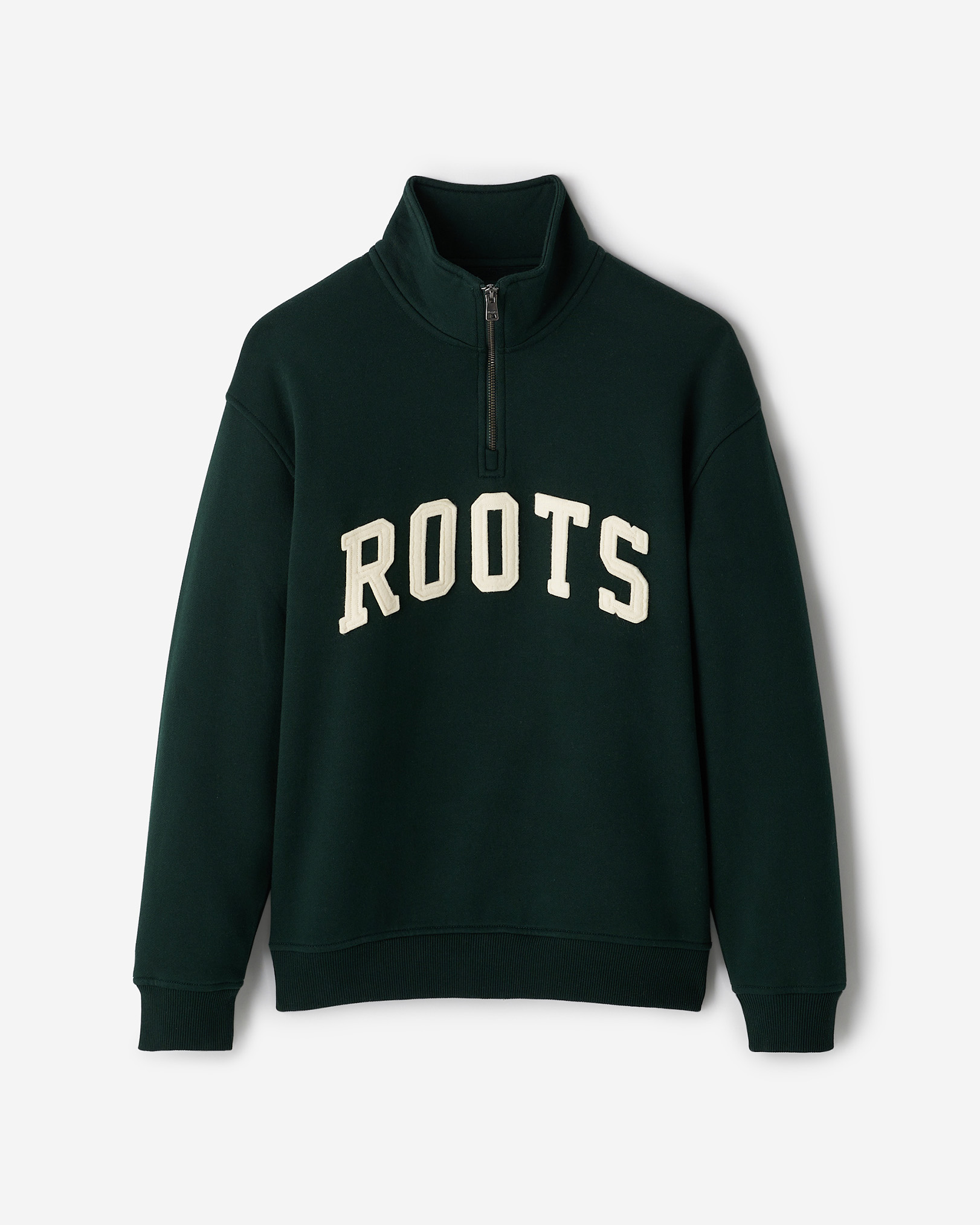 Roots Applique Half Zip Stein Shirt in Varsity Green