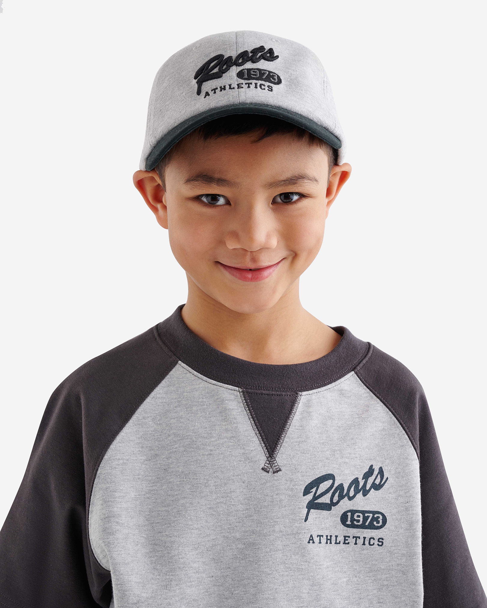Roots Kid Warm-Up Jersey Baseball Cap Hat in Heather Grey