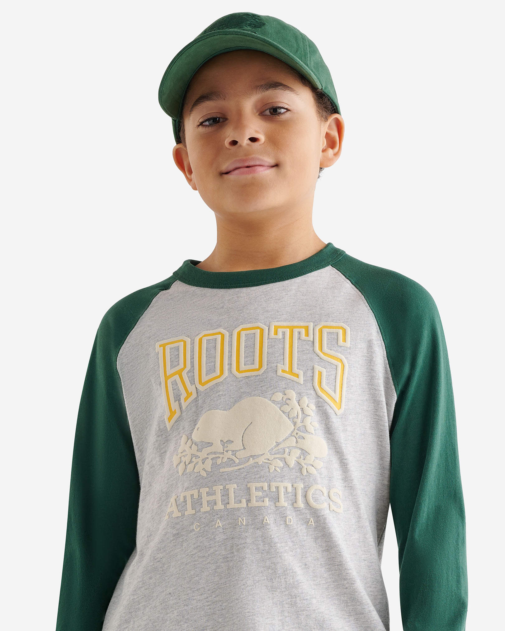 Roots Kids RBA Raglan T-Shirt in Athletic Grey Mix