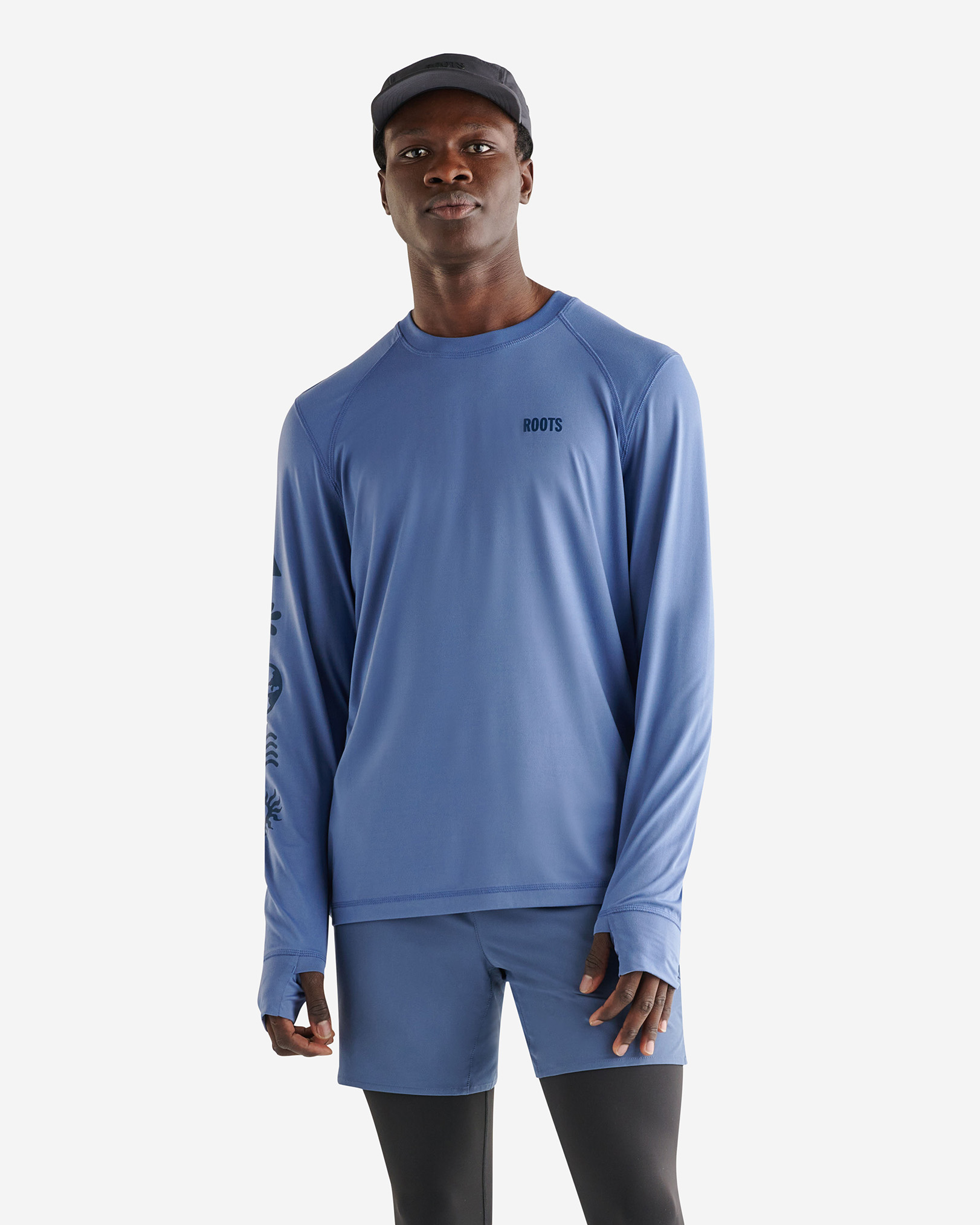 Roots Renew Graphic Long Sleeve T-Shirt in Blue Horizon