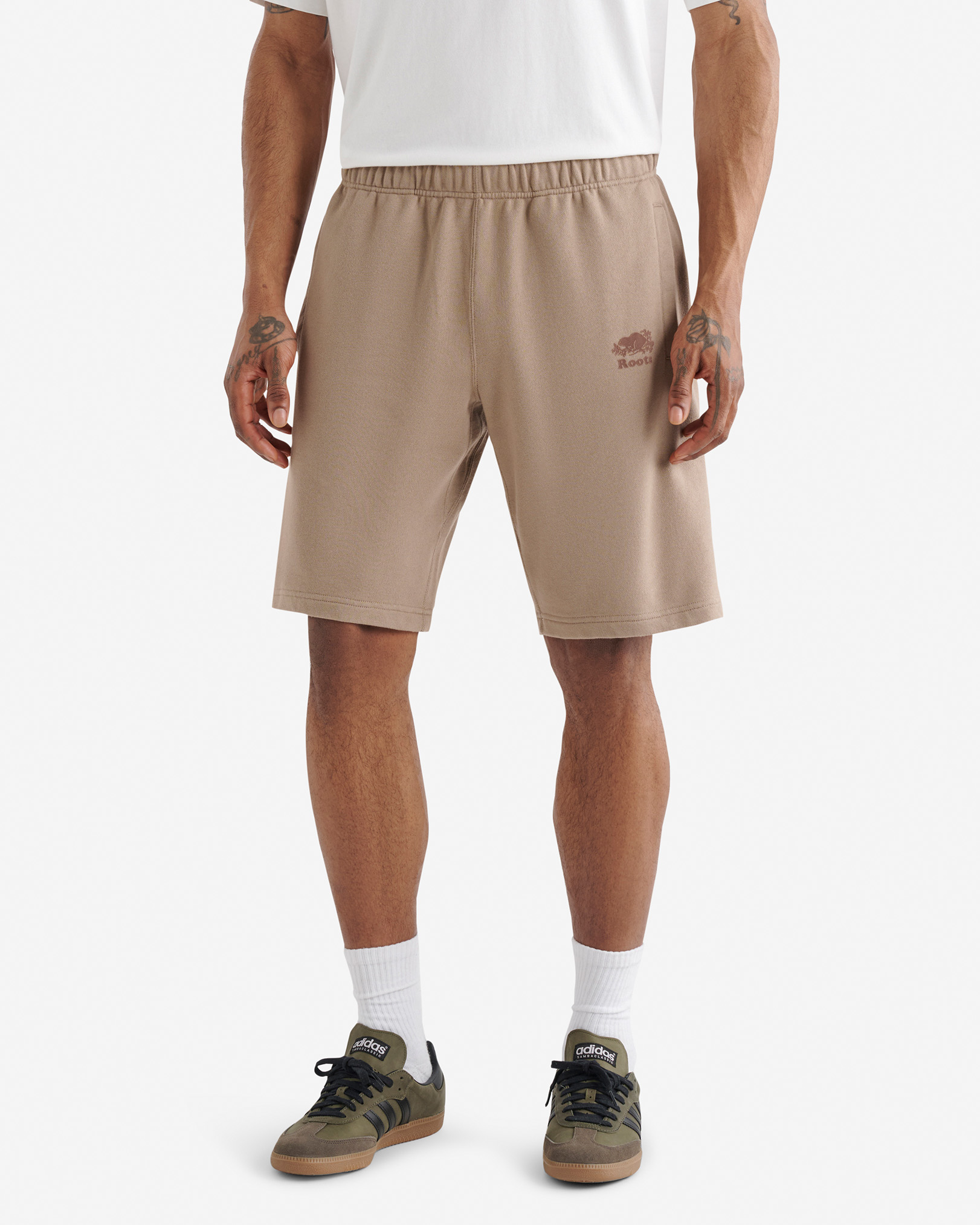 Roots Organic Original Sweatshort 10.5 Inch in Mushroom Brown