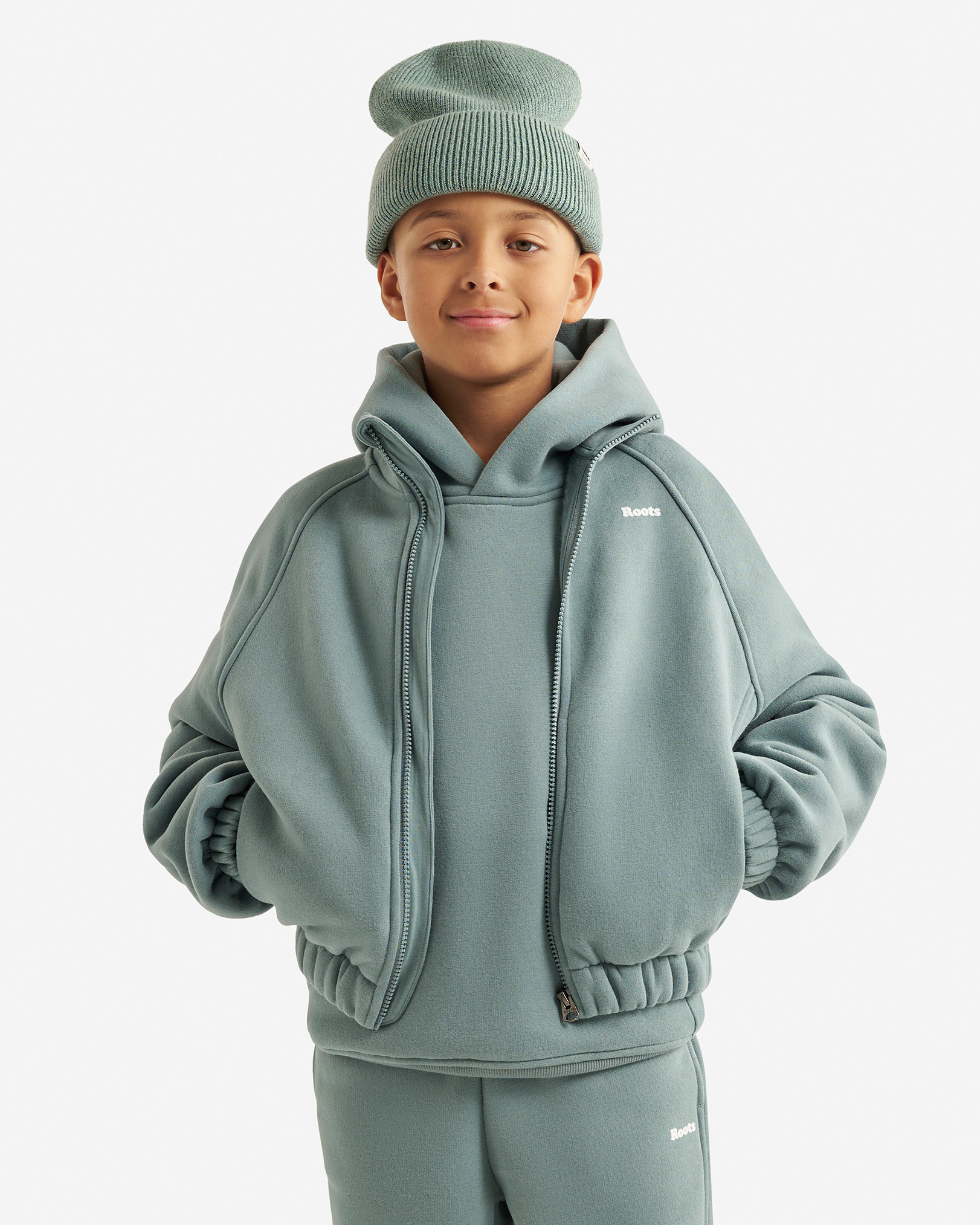 Roots Kids Cloud Bubble Track Jacket in Stormy Sea Blue
