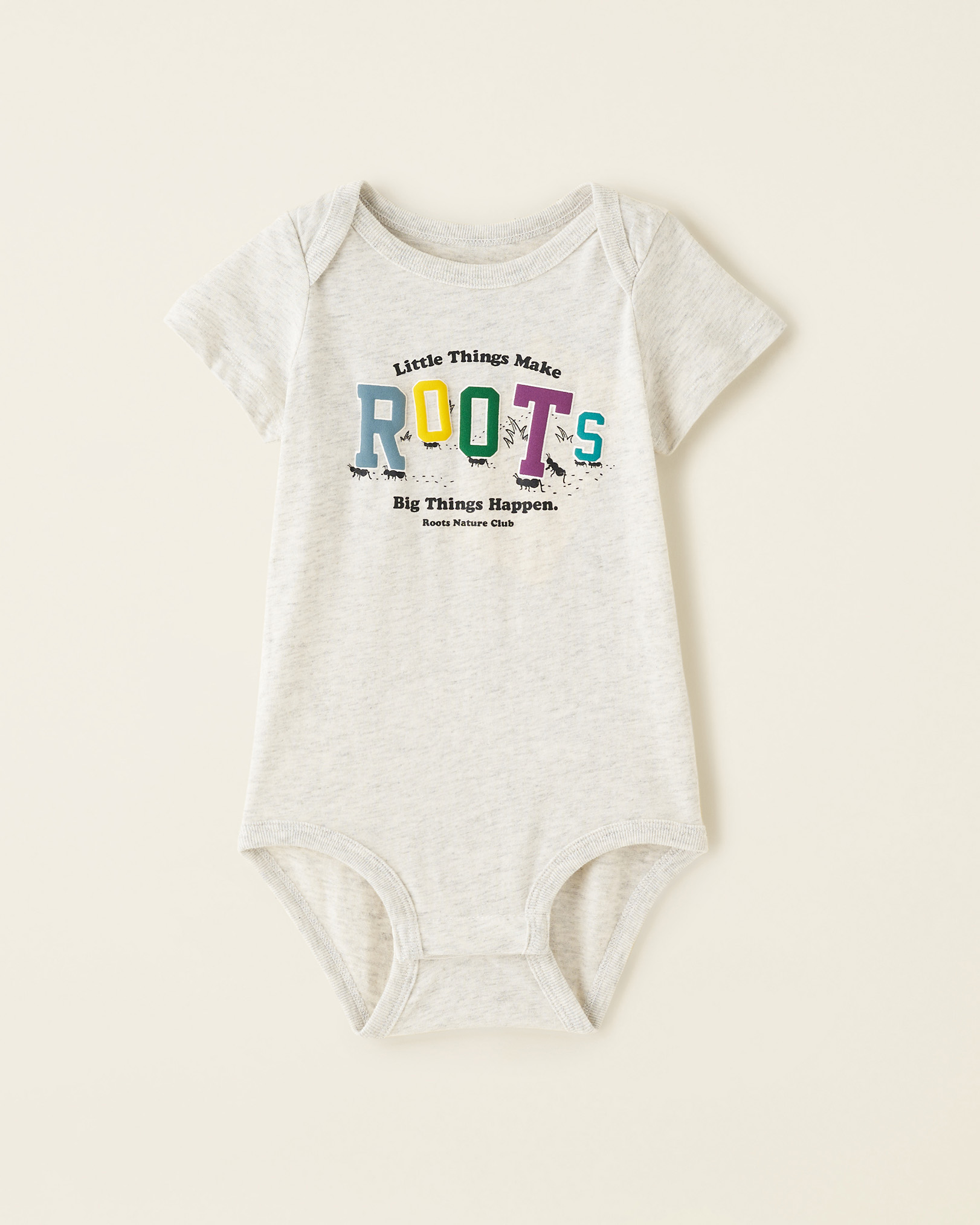 Roots Baby Teamwork Bodysuit in White Mix