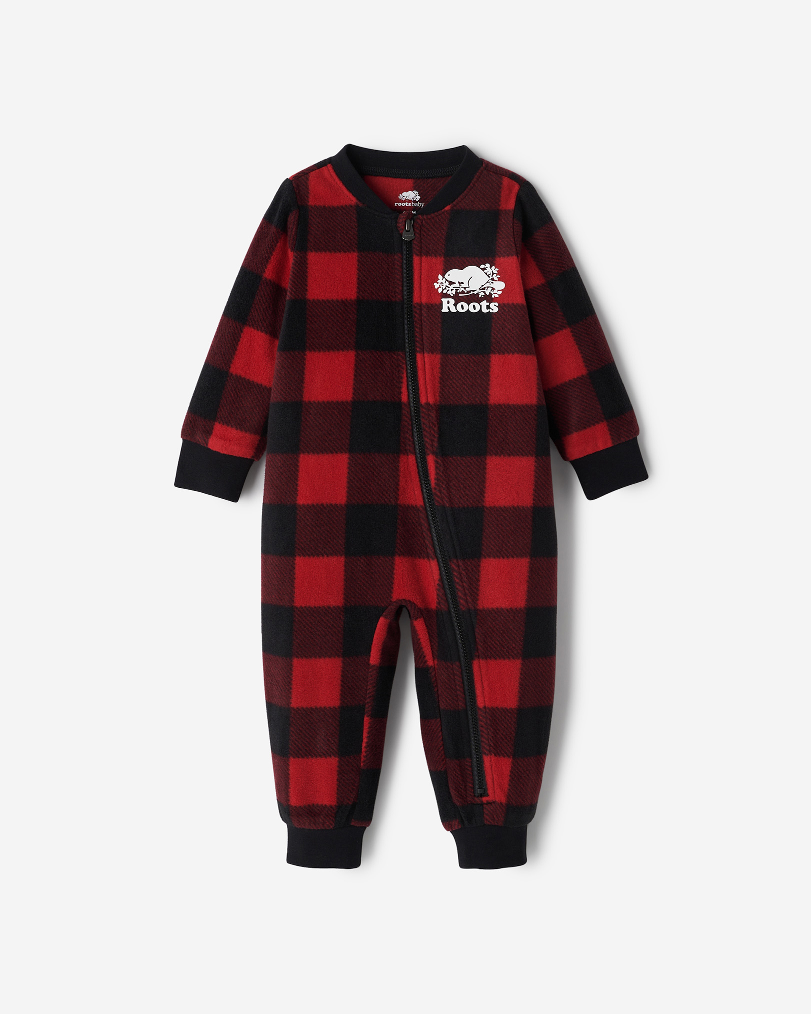 Roots Baby Microfleece Sleeper in Cabin Red