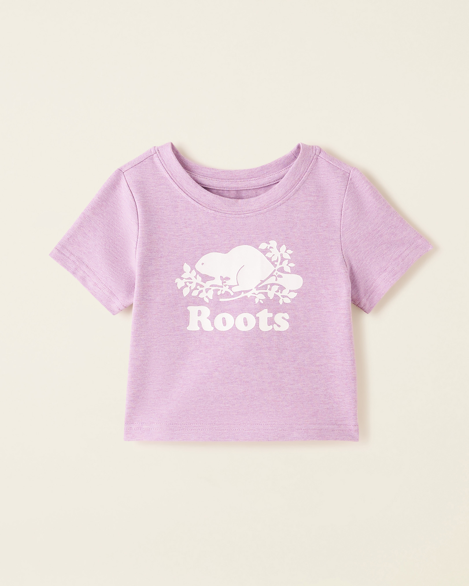 Roots Toddler Girl's Easy Stretch T-Shirt in Purple Thistle Mix