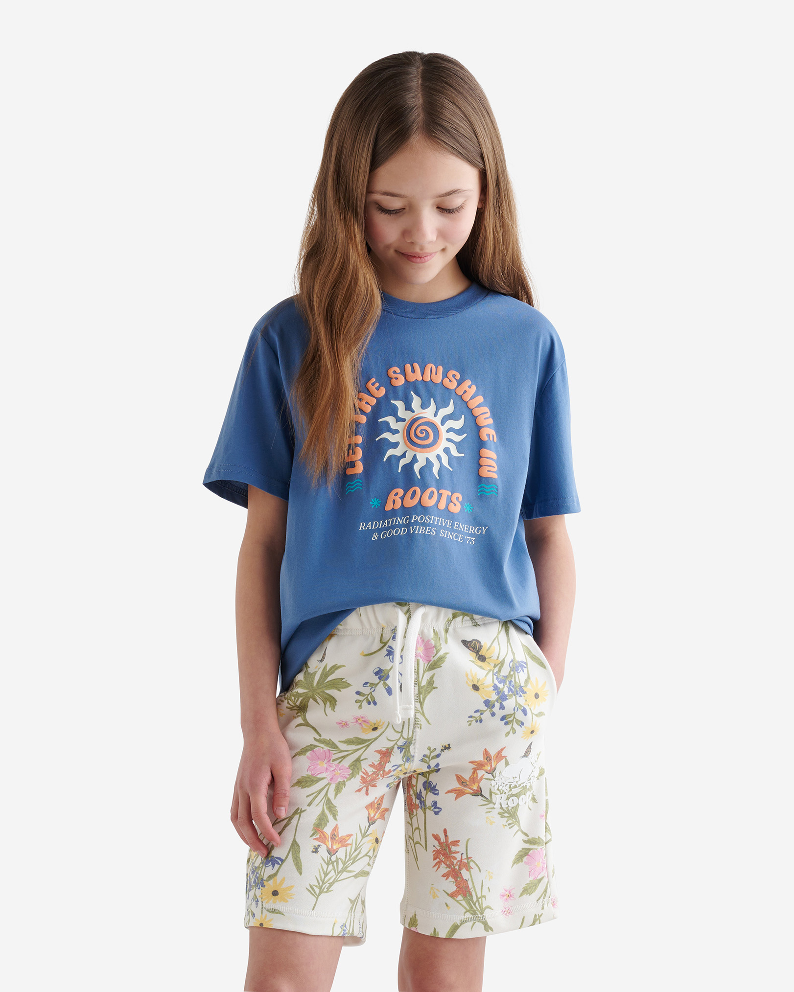 Roots Kids Nature Graphic T-Shirt in Blue Horizon
