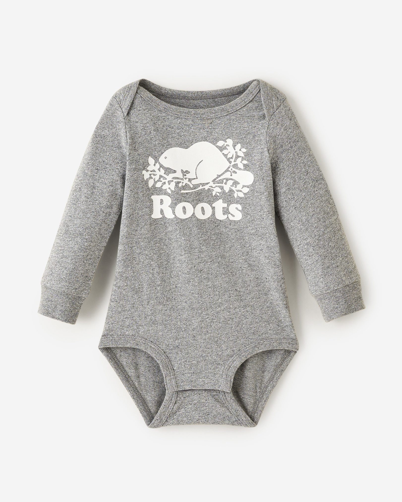 Roots Baby Organic Cooper Beaver Bodysuit in Salt/Pepper