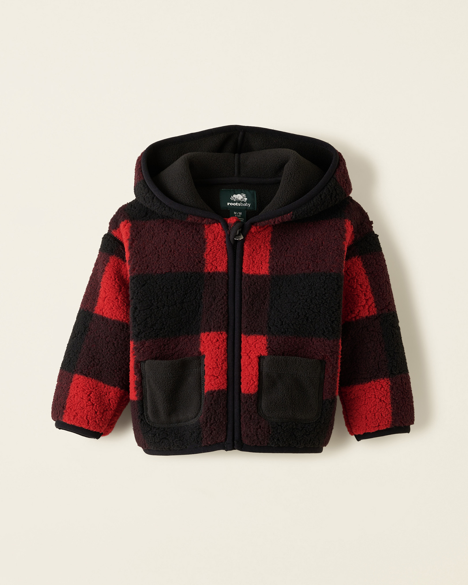 Roots Baby Shearling Fleece Jacket in Cabin Red