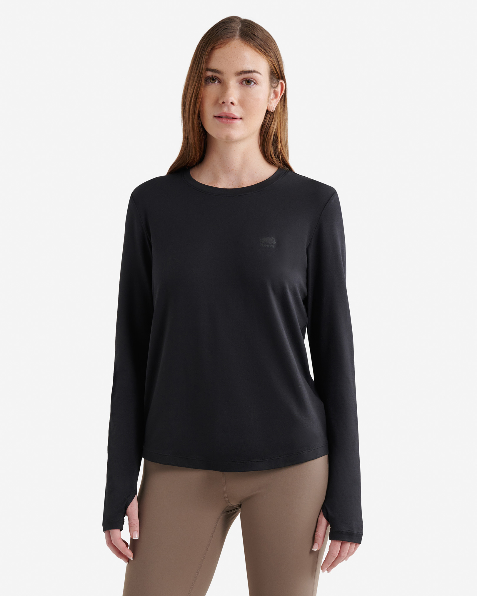 Roots Renew Knit Classic Long Sleeve Top in Black