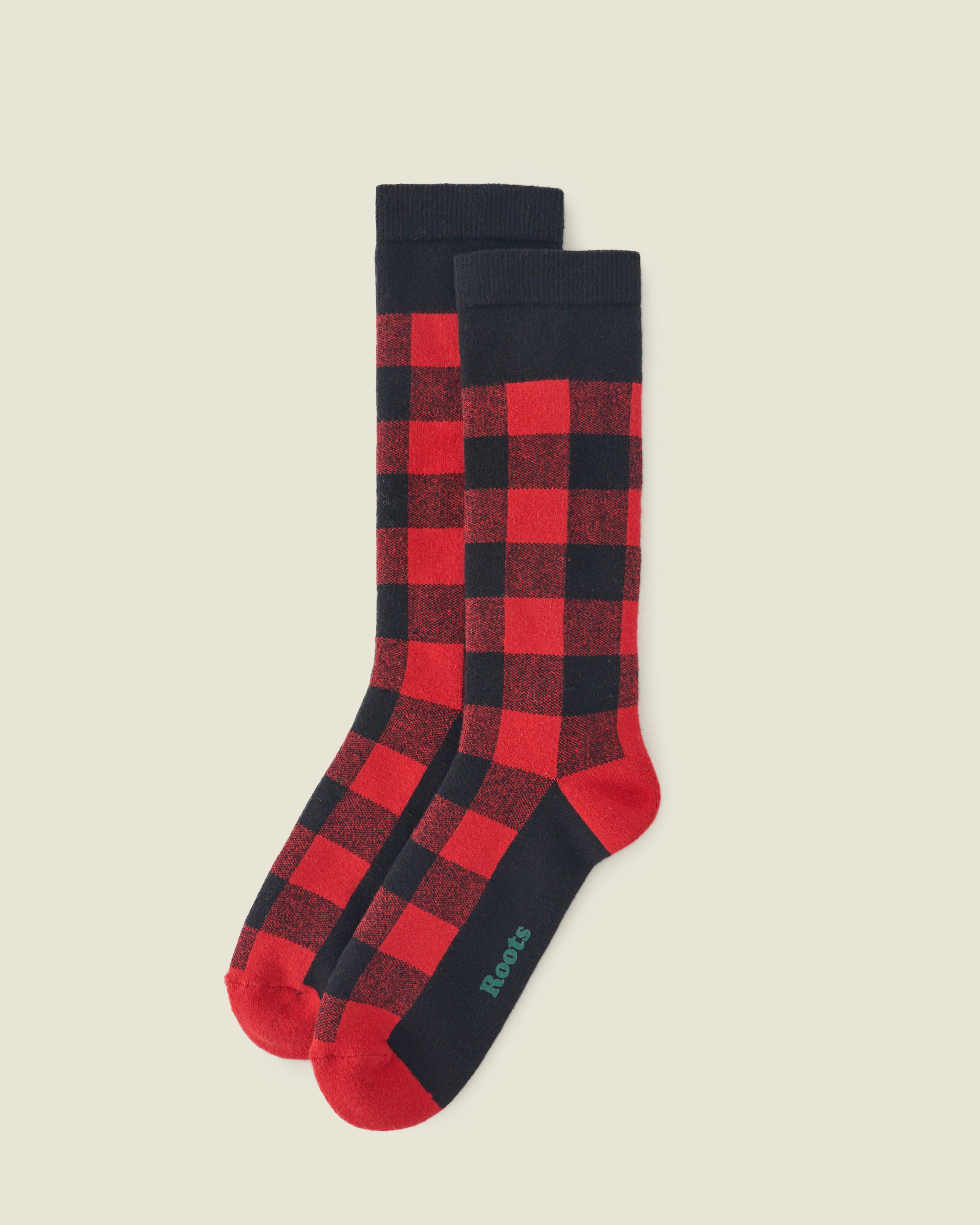 Roots Men's Park Plaid Sock in Cabin Red