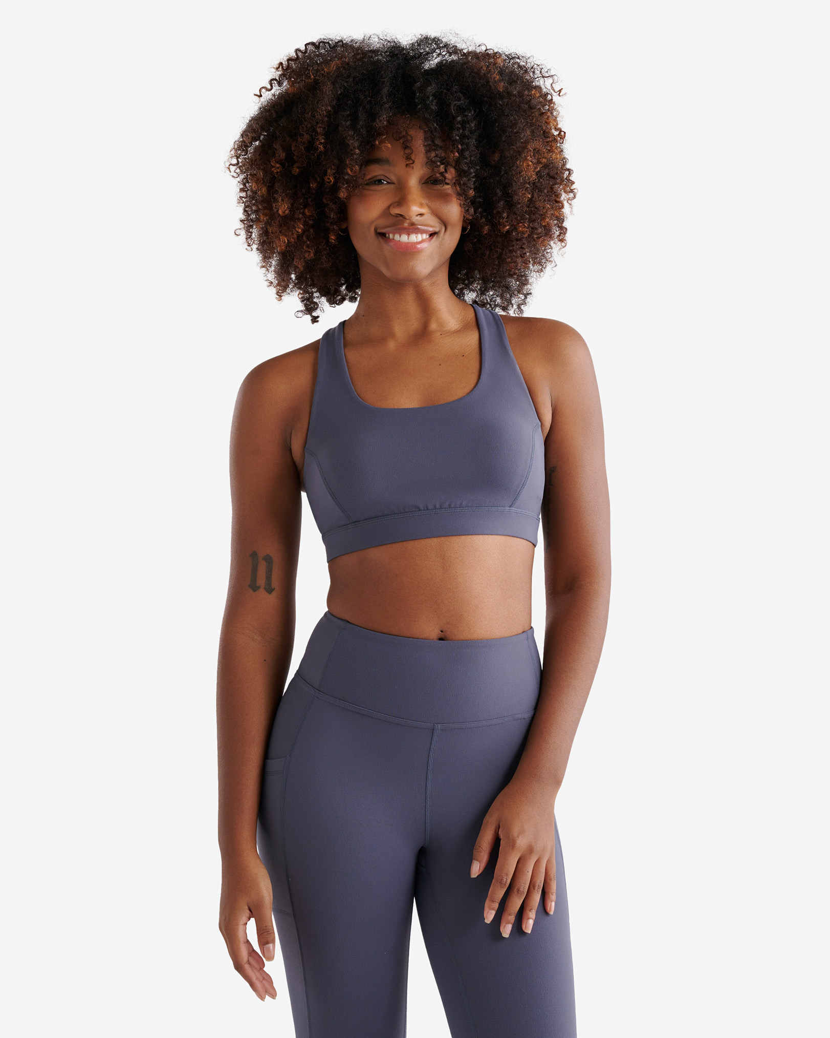 Roots Restore Stretch Sports Bra in Dusty Blue
