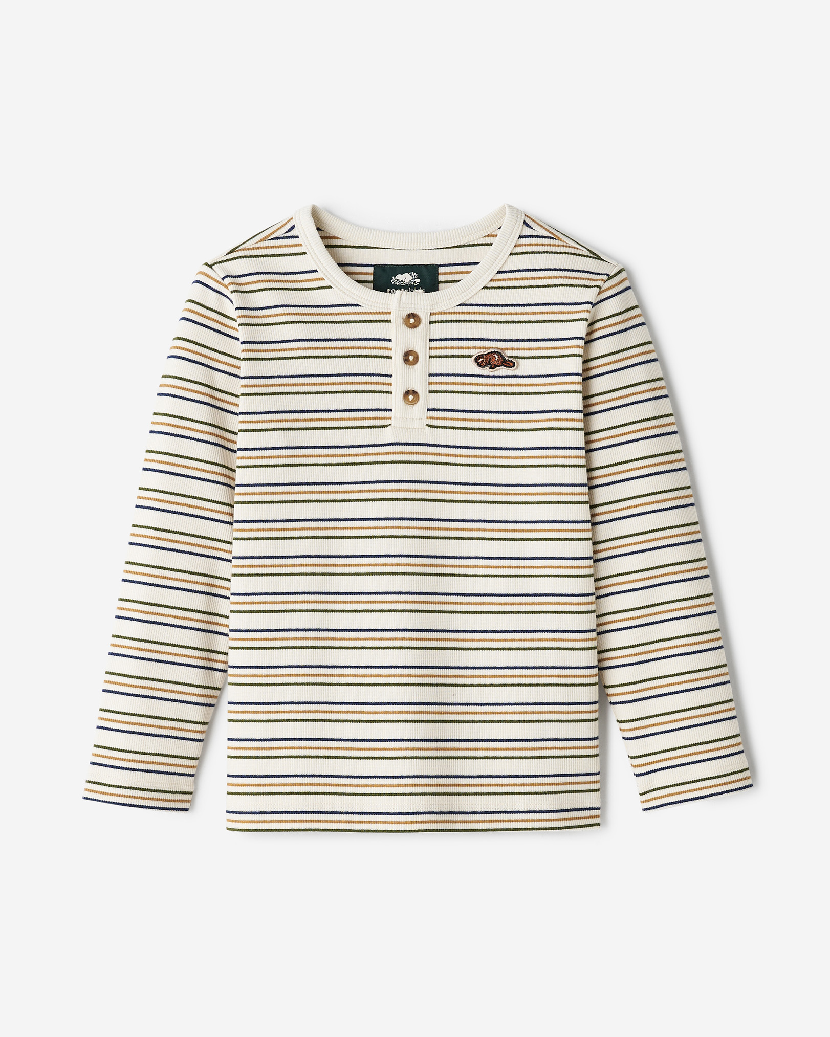 Roots Toddler Wildwood Stripe Henley T-Shirt in Birch White