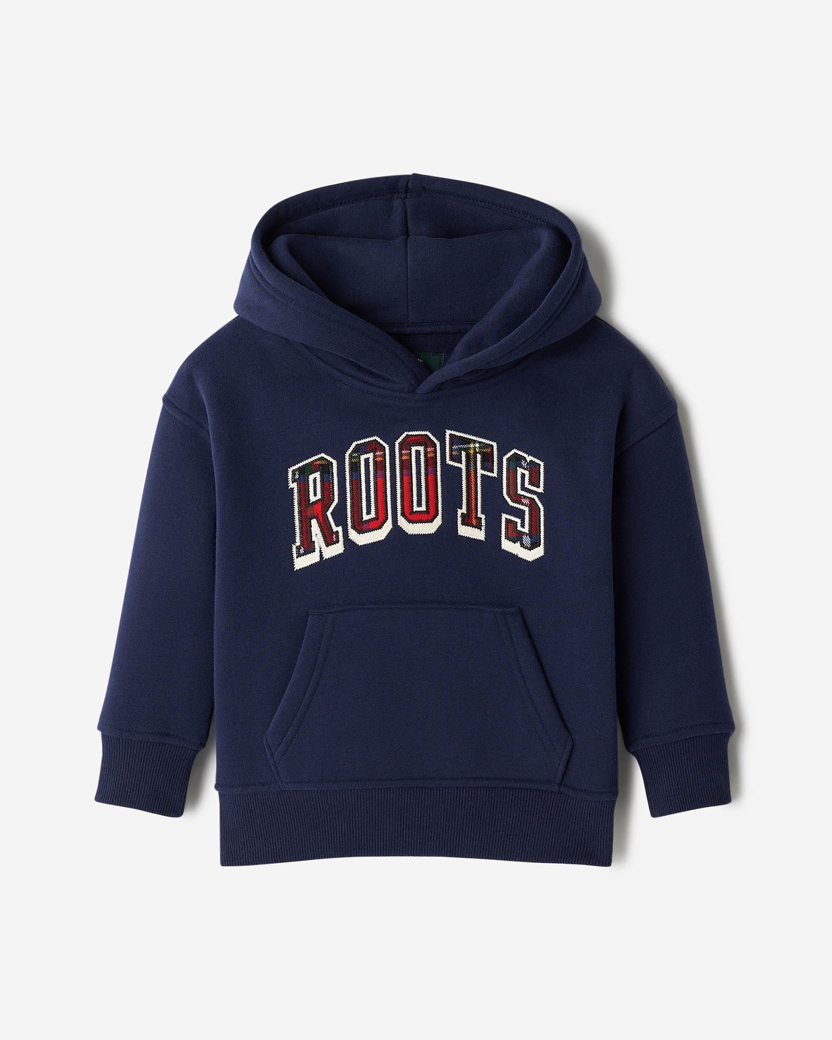Roots Toddler Plaid Applique Hoodie in Navy Blazer Blue