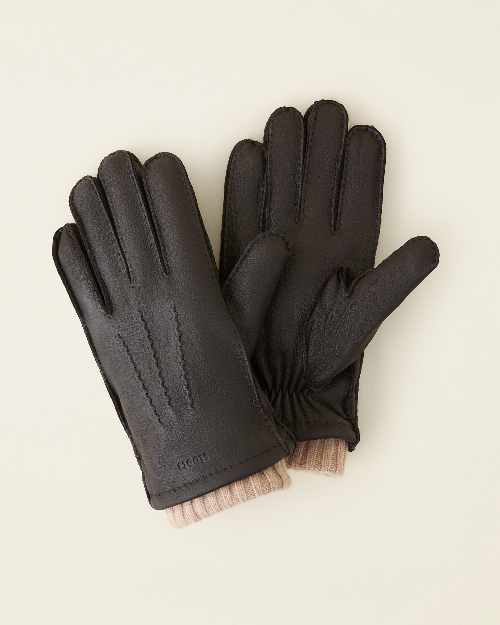 Roots Men's Cuff Deerskin Glove in Dark Brown