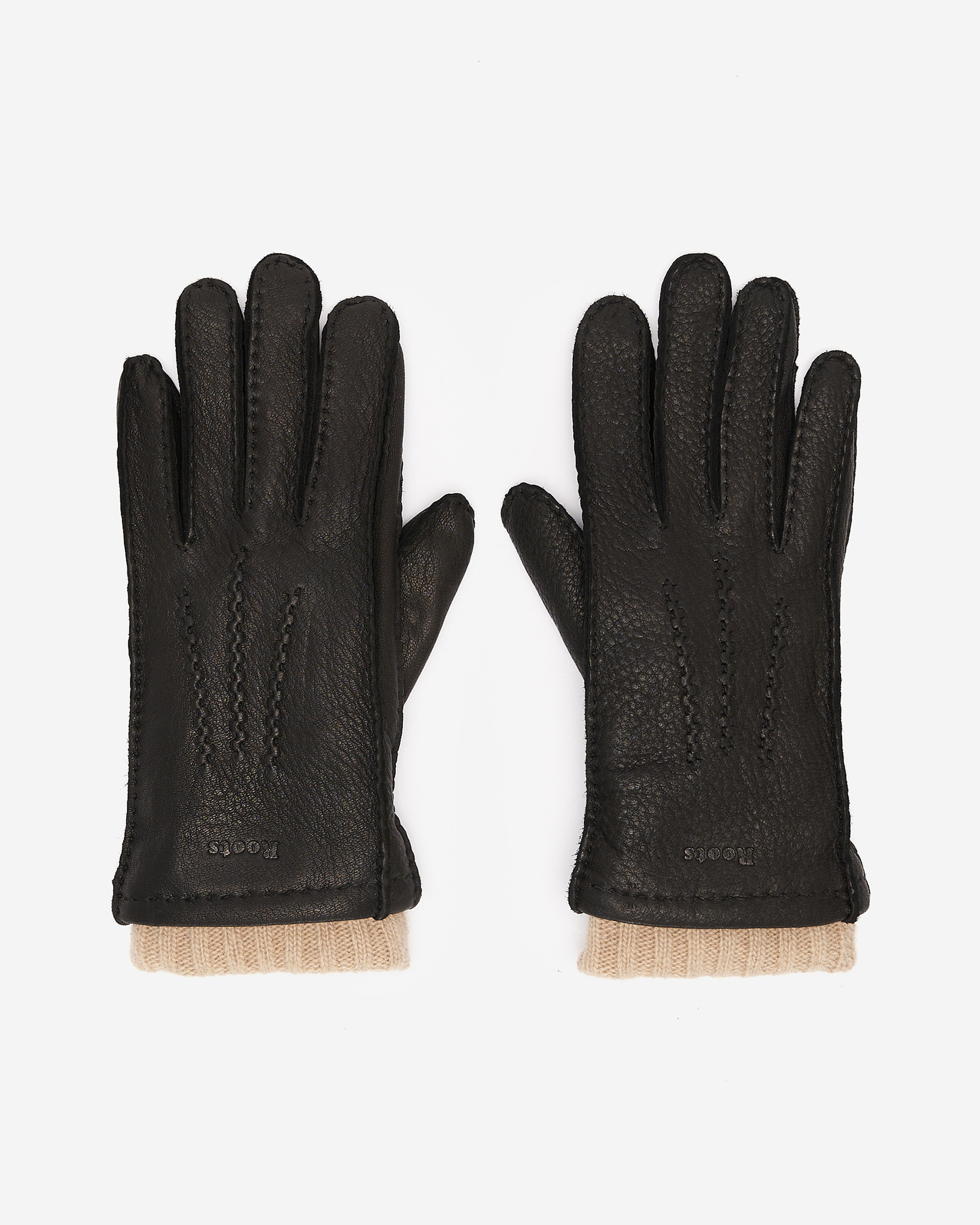 Roots Women's Cuff Deerskin Glove in Black
