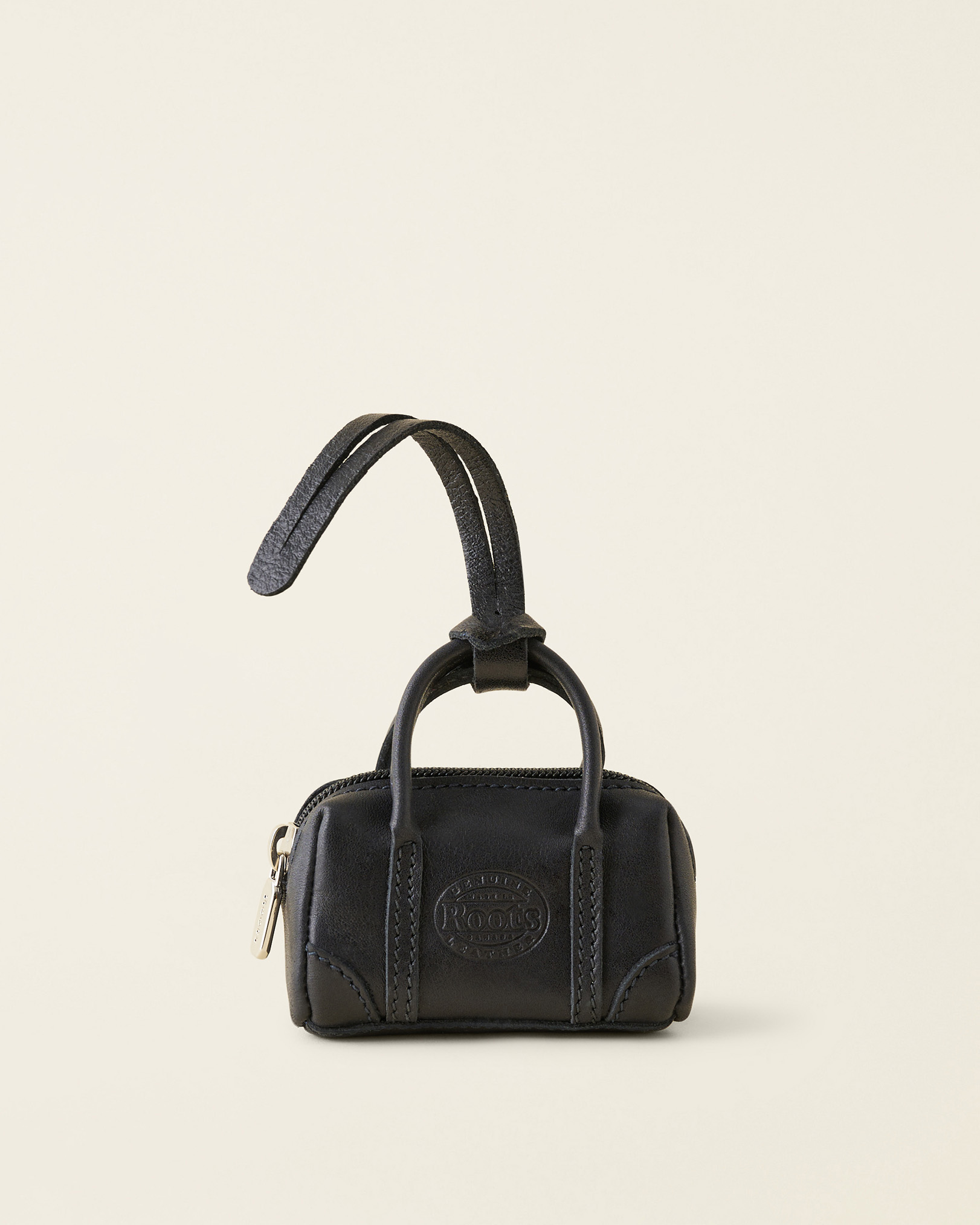 Roots Upcycle Banff Bag Charm in Black