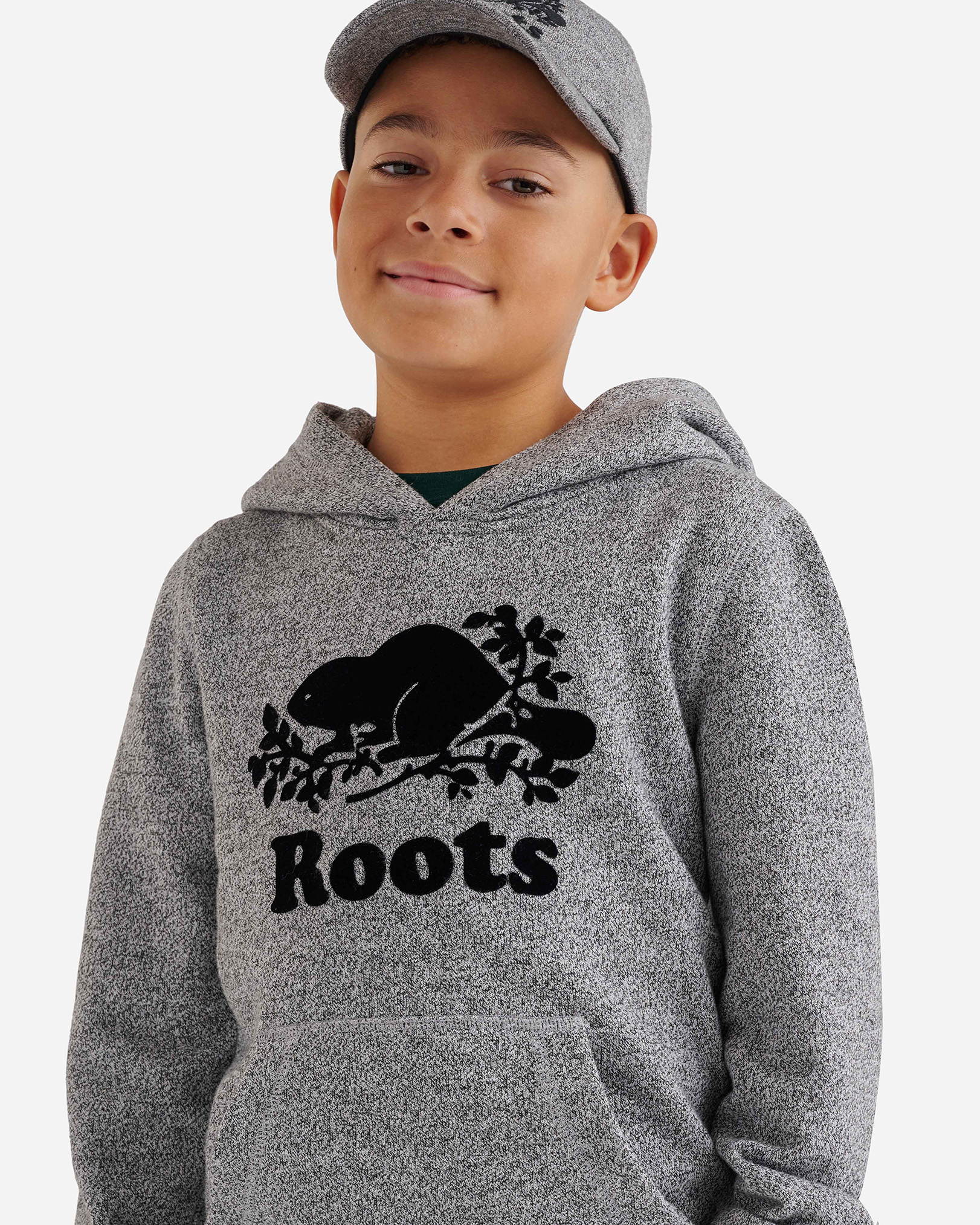 Roots Kids Organic Original Kanga Hoodie Jacket in Salt/Pepper