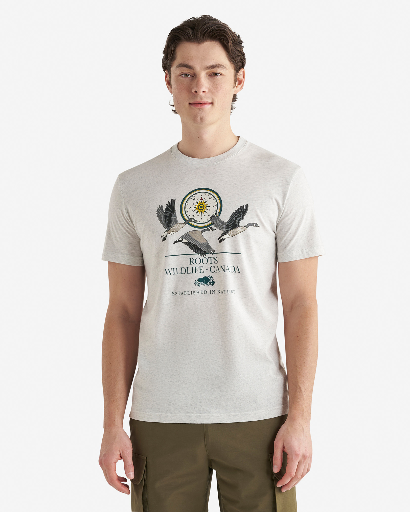 Roots Men's Backcountry T-Shirt in White Mix