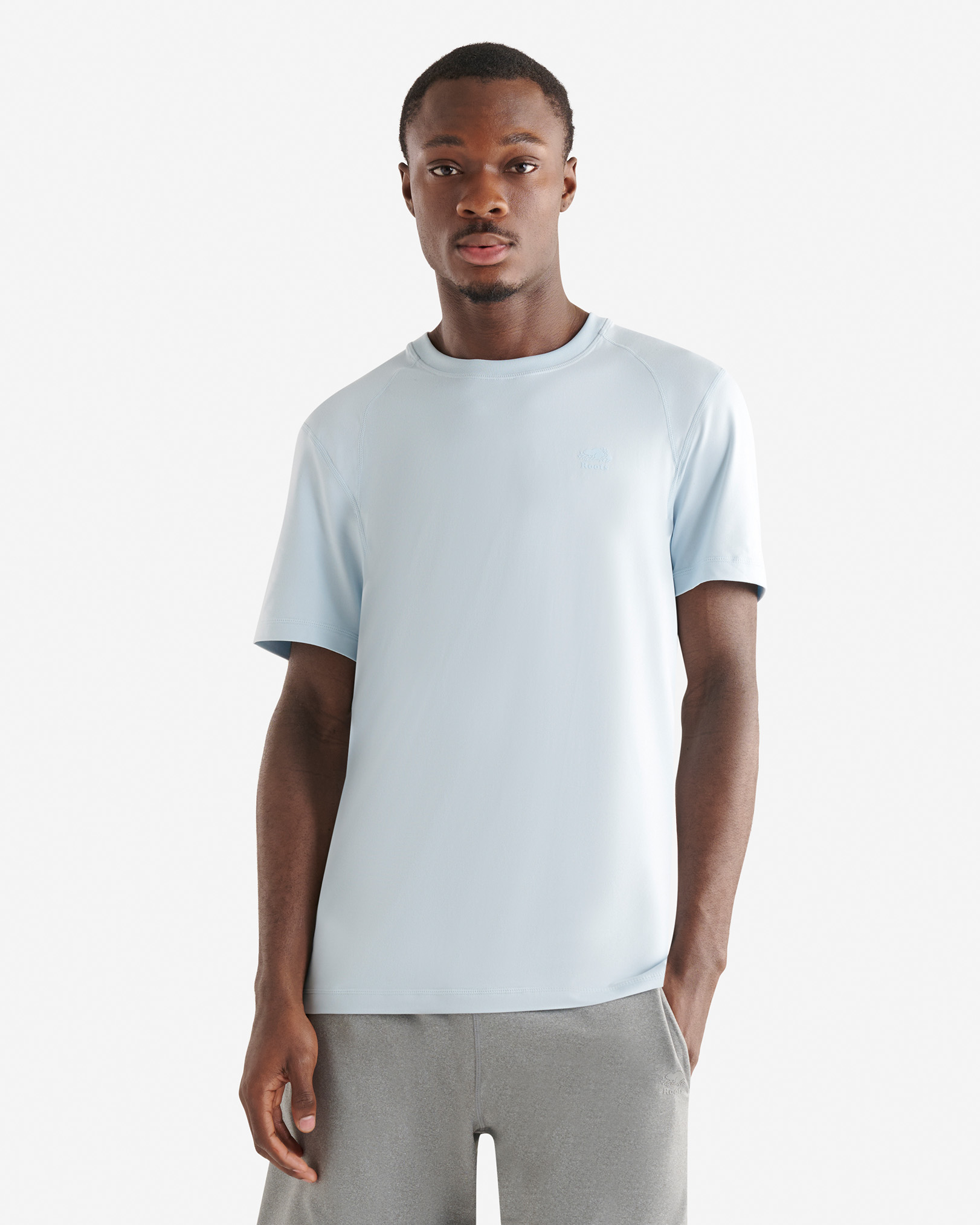 Roots Renew Knit Short Sleeve Top in Baby Blue