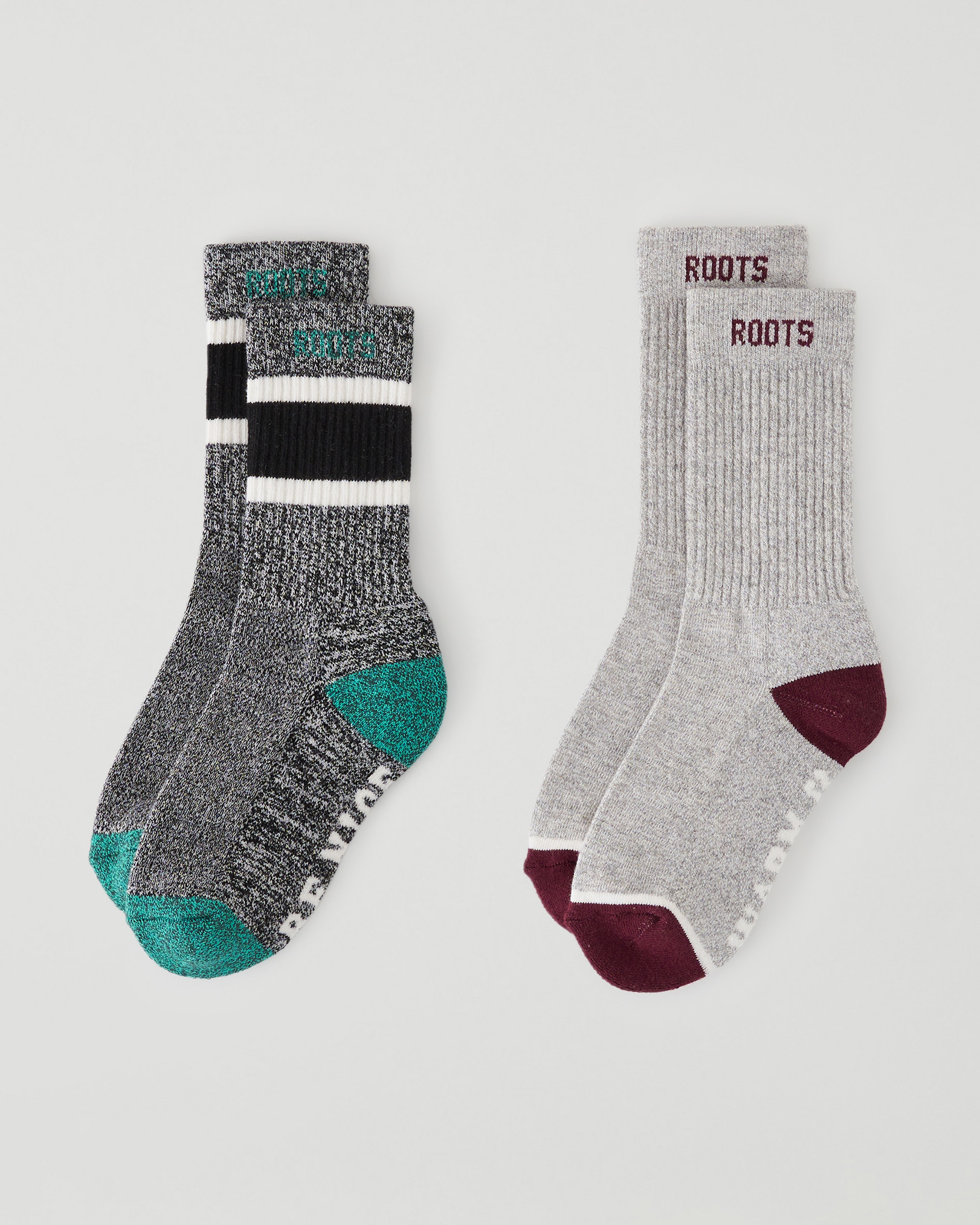 Roots Kid Message Sock 2 Pack in Grey Mix