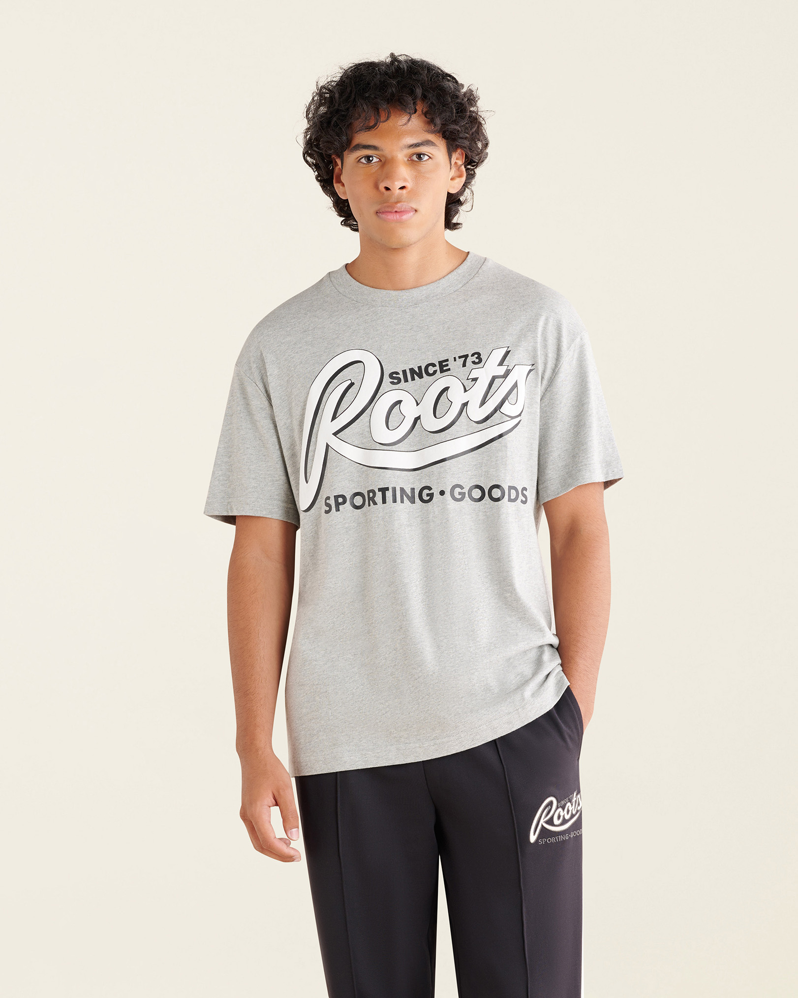 Roots Men's Sporting Goods Relaxed T-Shirt in Grey Mix