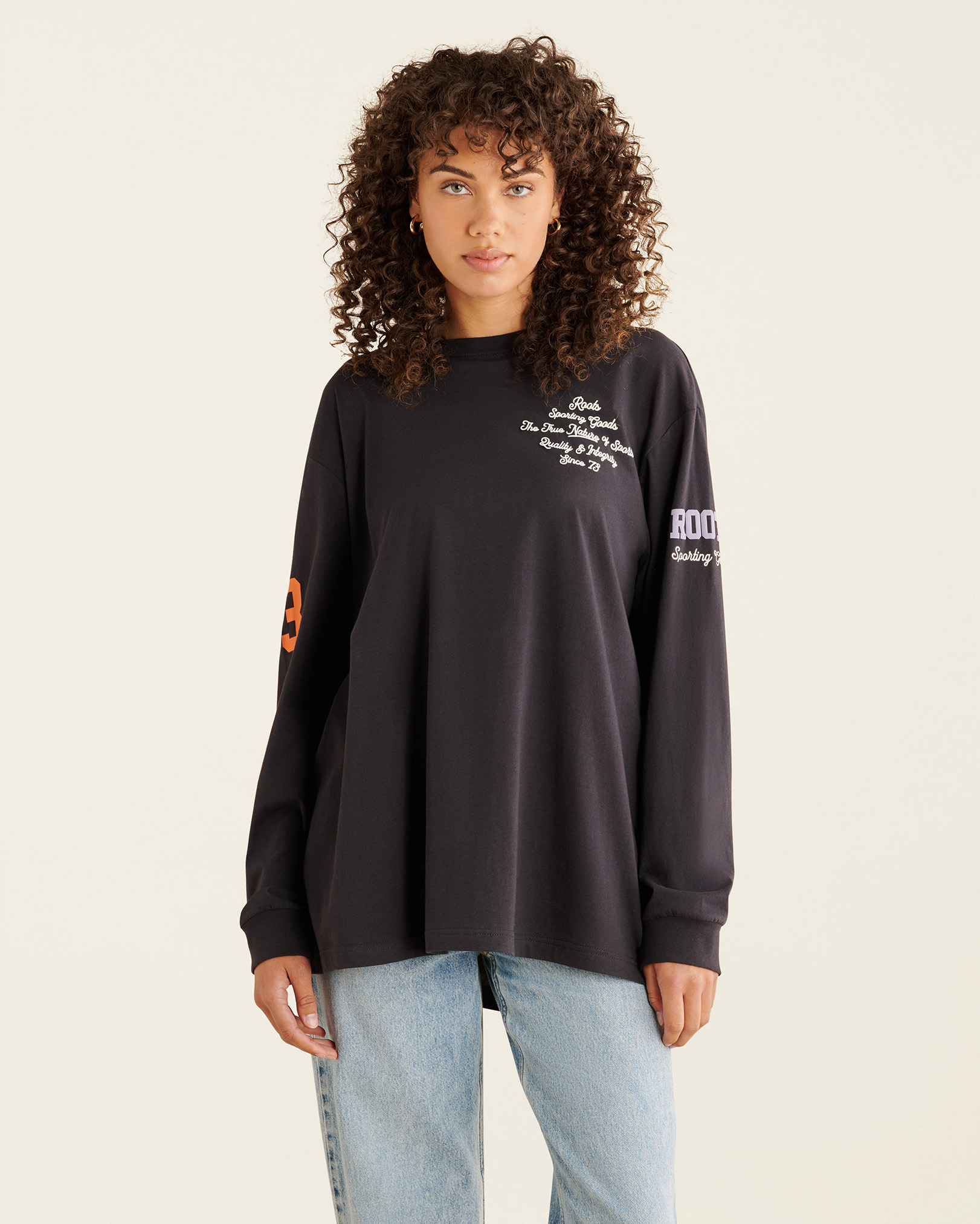 Roots Women's Sporting Goods Long Sleeve T-Shirt in Graphite