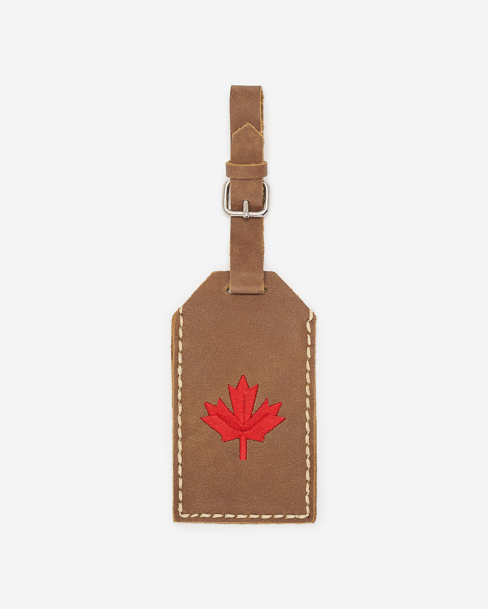 Roots Maple Leaf Luggage Tag Tribe in Natural Brown