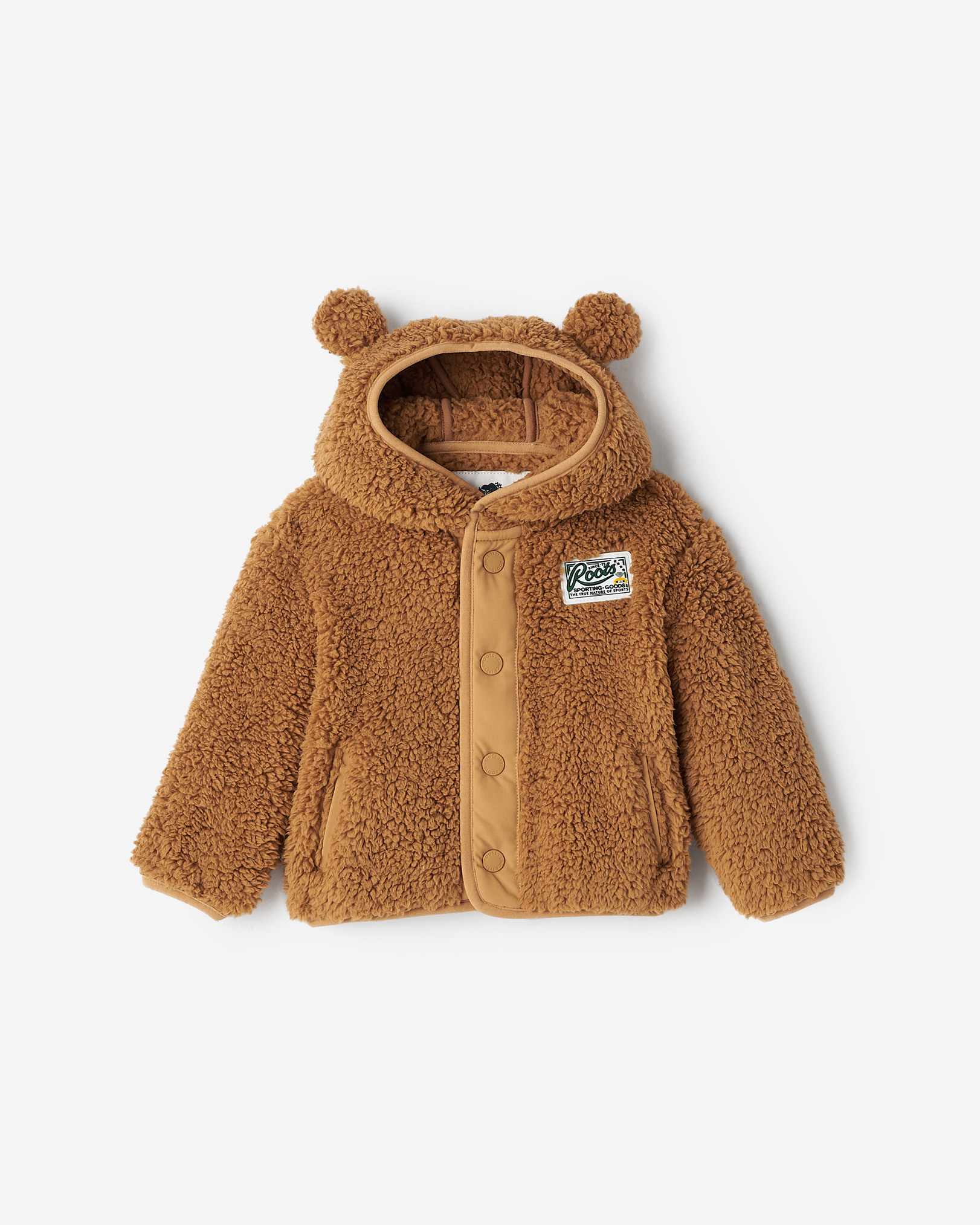 Roots Baby Creekside Shearling Fleece Snap Jacket in Wicker Brown