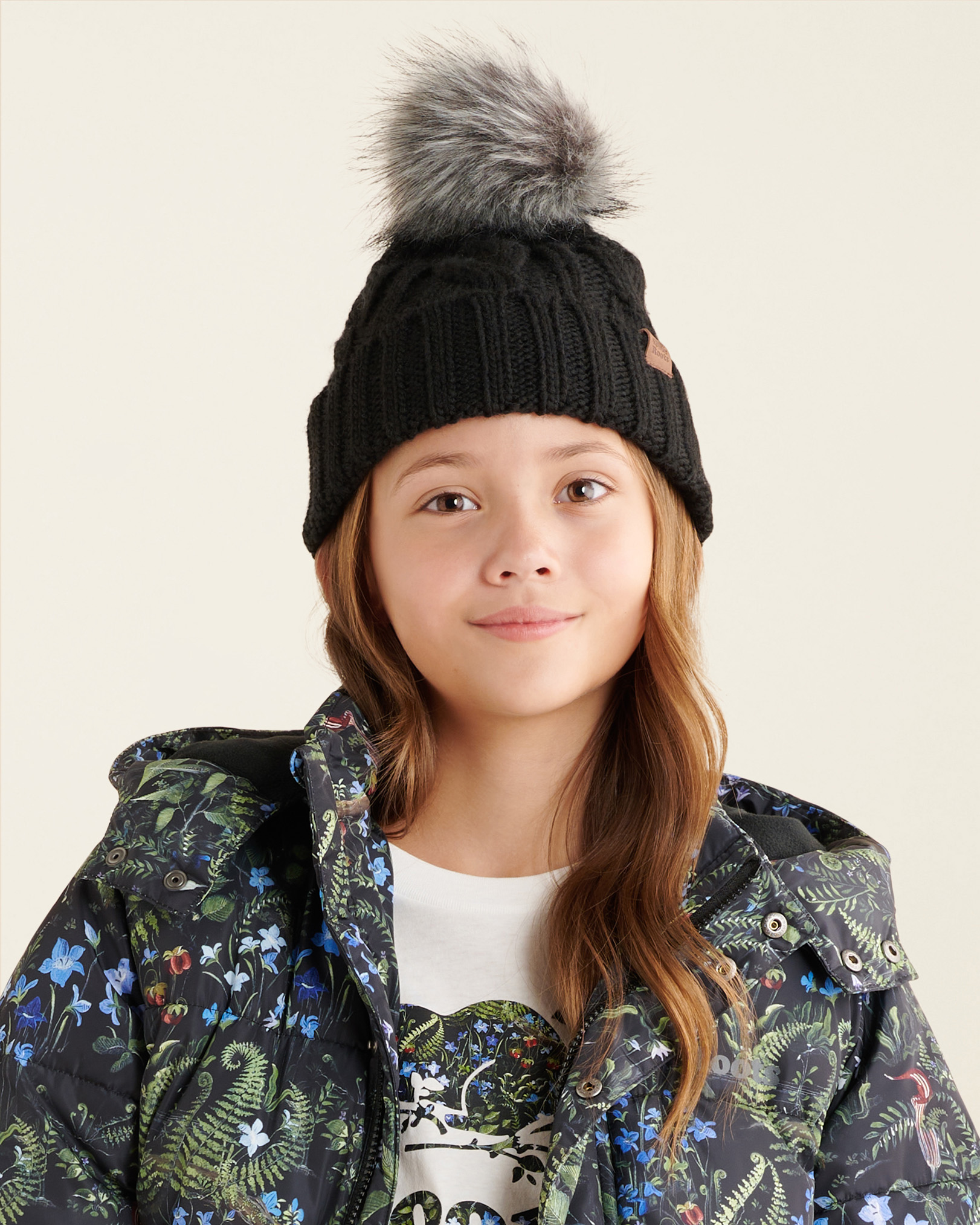 Roots Kid Olivia Cable Toque Hat in Black