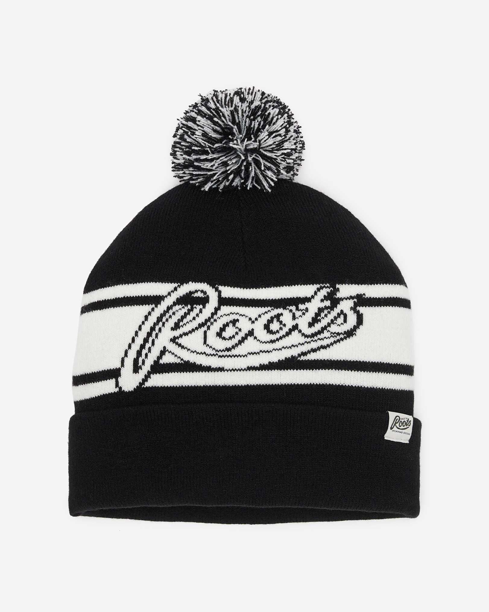 Roots Sporting Goods Pom Pom Toque Hat in Black