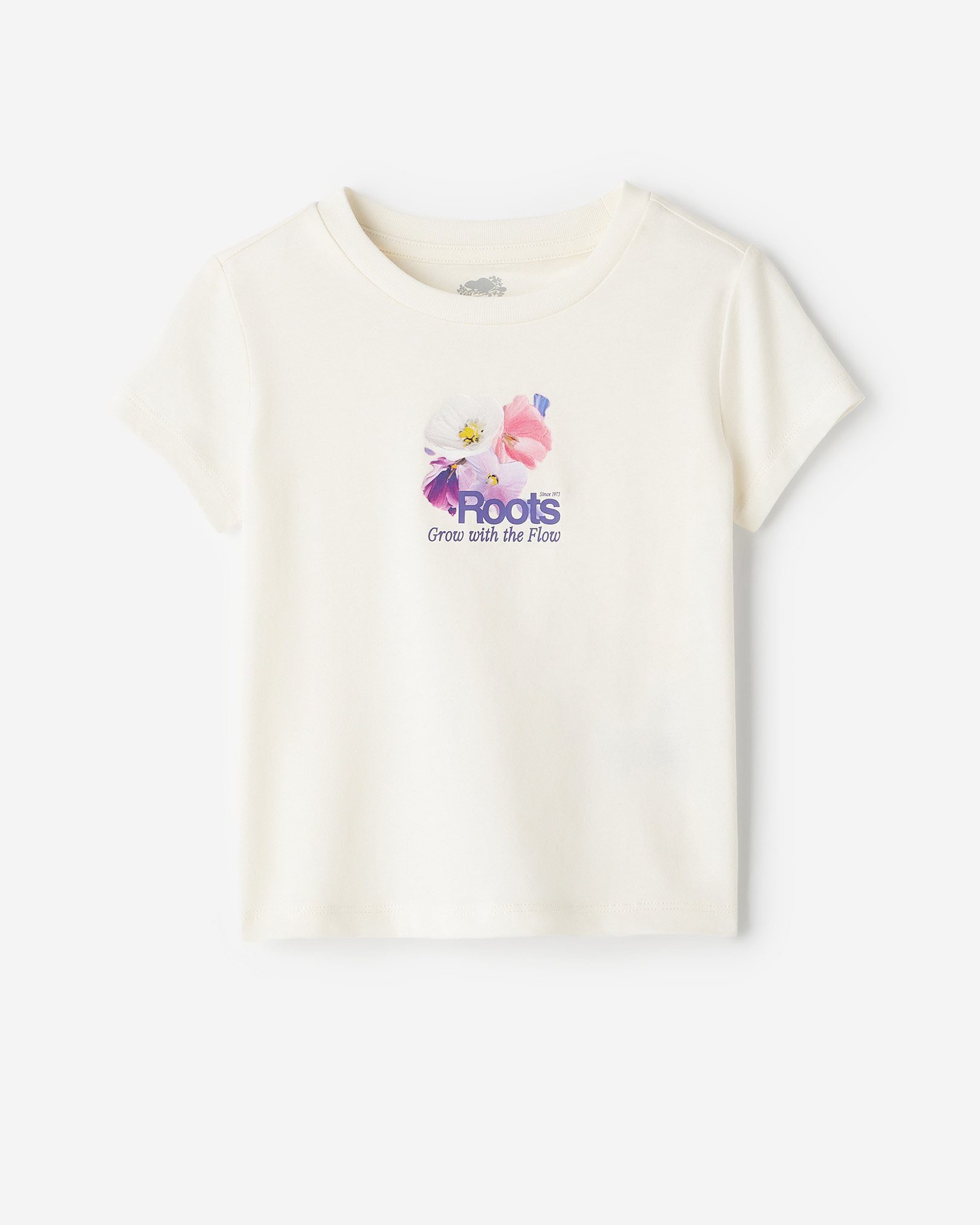 Roots Toddler Petal Pop Slim T-Shirt in Egret