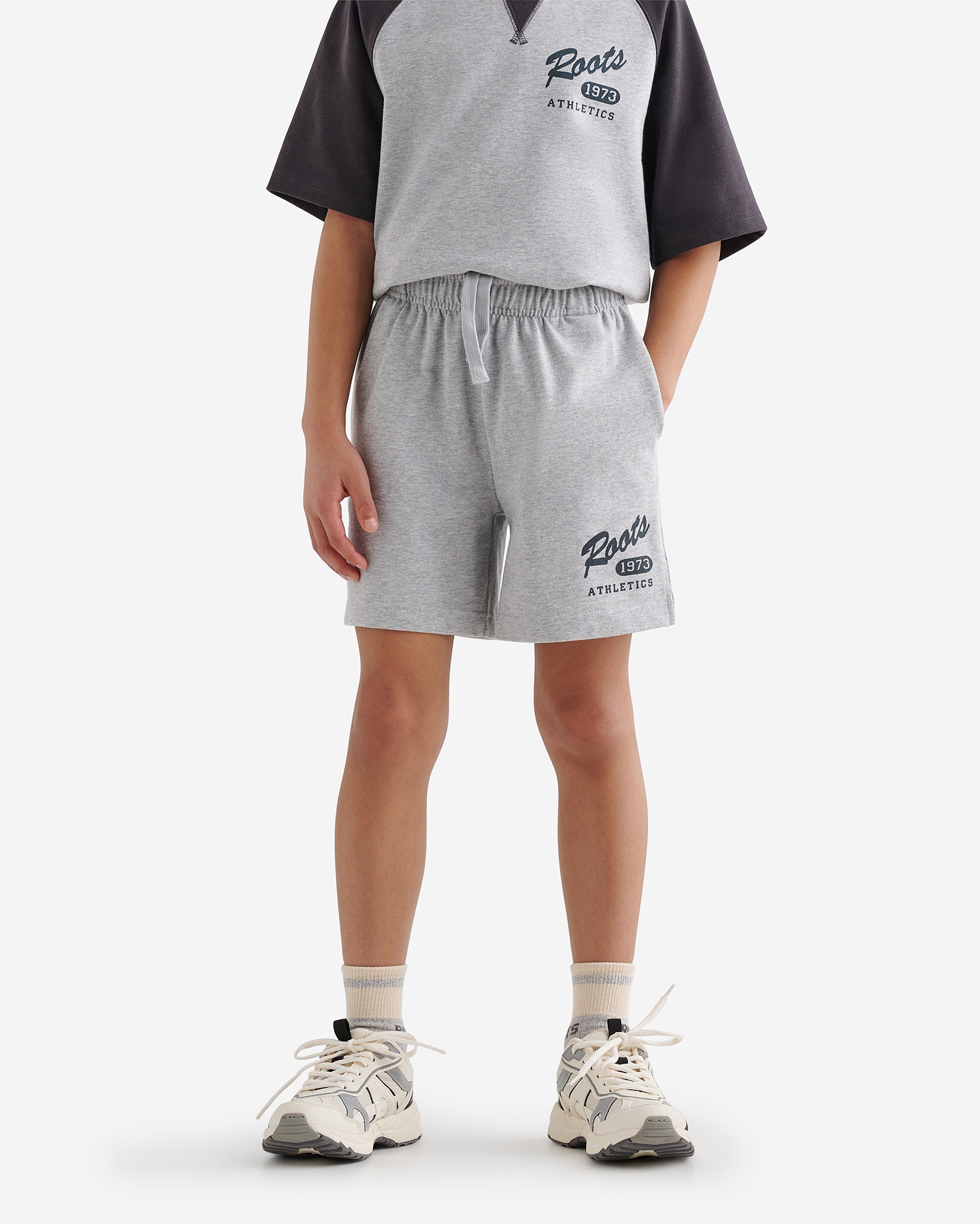 Roots Kids Warm-Up Basketball Short in Heather Grey