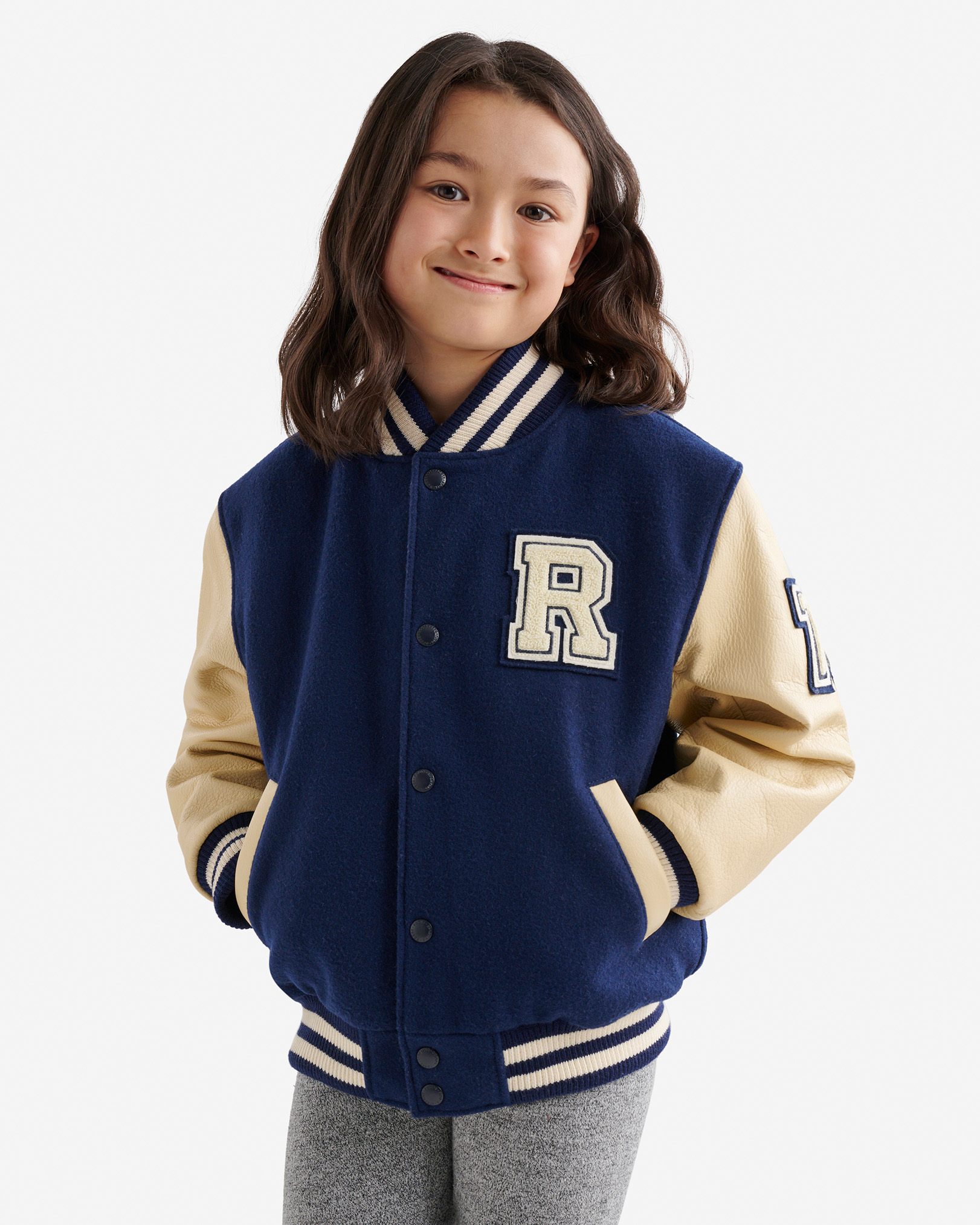 Roots Kids Vintage Varsity Jacket 2.0 in Navy Blue