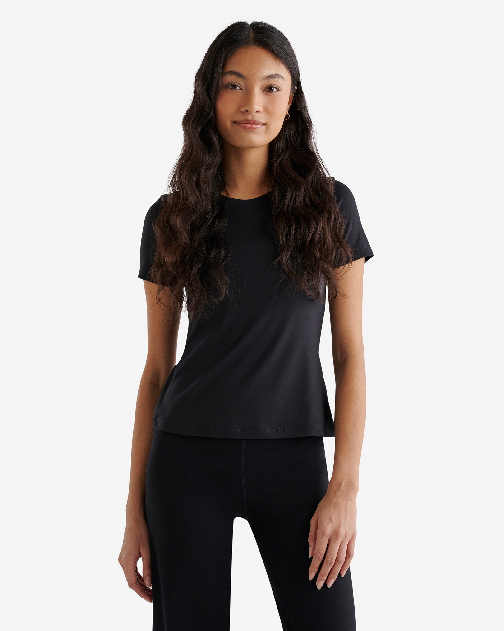 Roots Renew Knit Fitted T-Shirt in Black