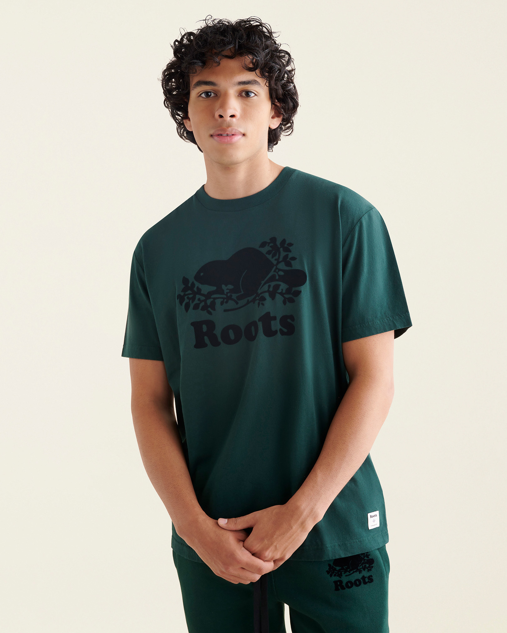 Roots Men's Organic Cooper Beaver T-Shirt in Varsity Green