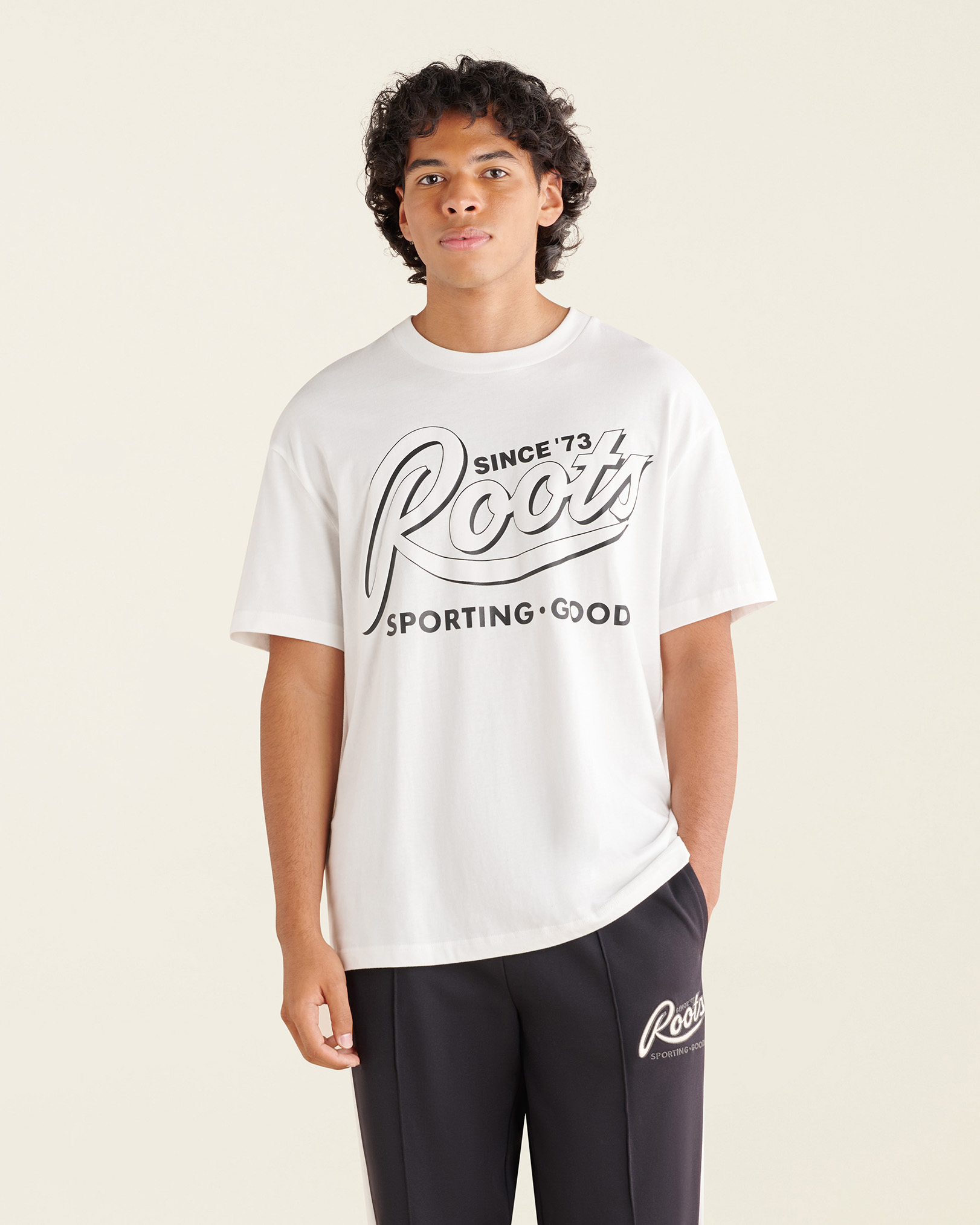 Roots Men's Sporting Goods Relaxed T-Shirt in Egret
