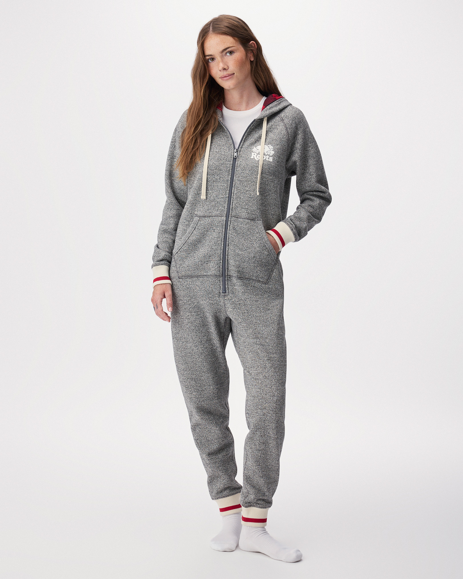 Roots Women's Cabin Onesie in Grey Oat Pepper