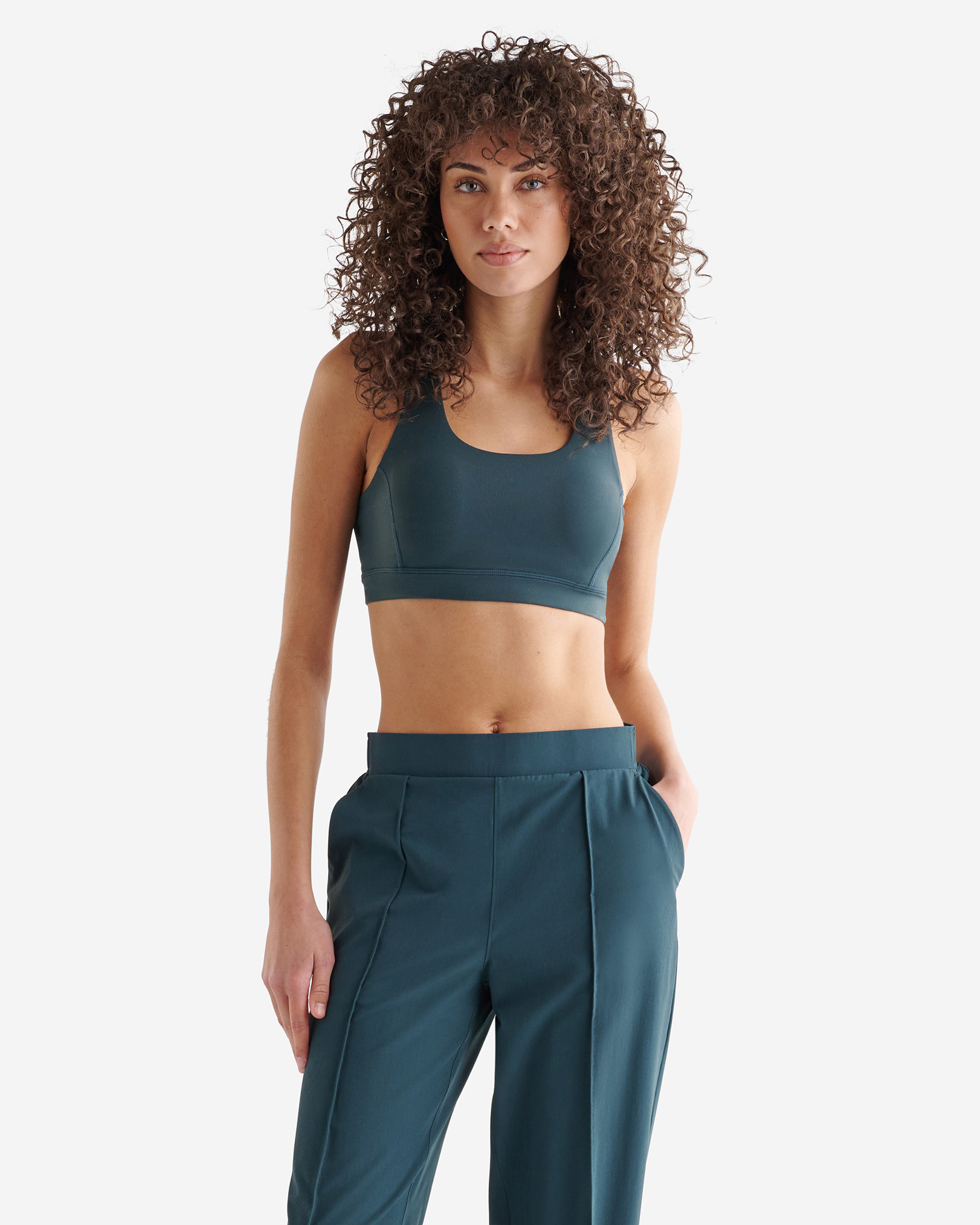 Roots Restore Sports Bra Shirt in Forest Teal
