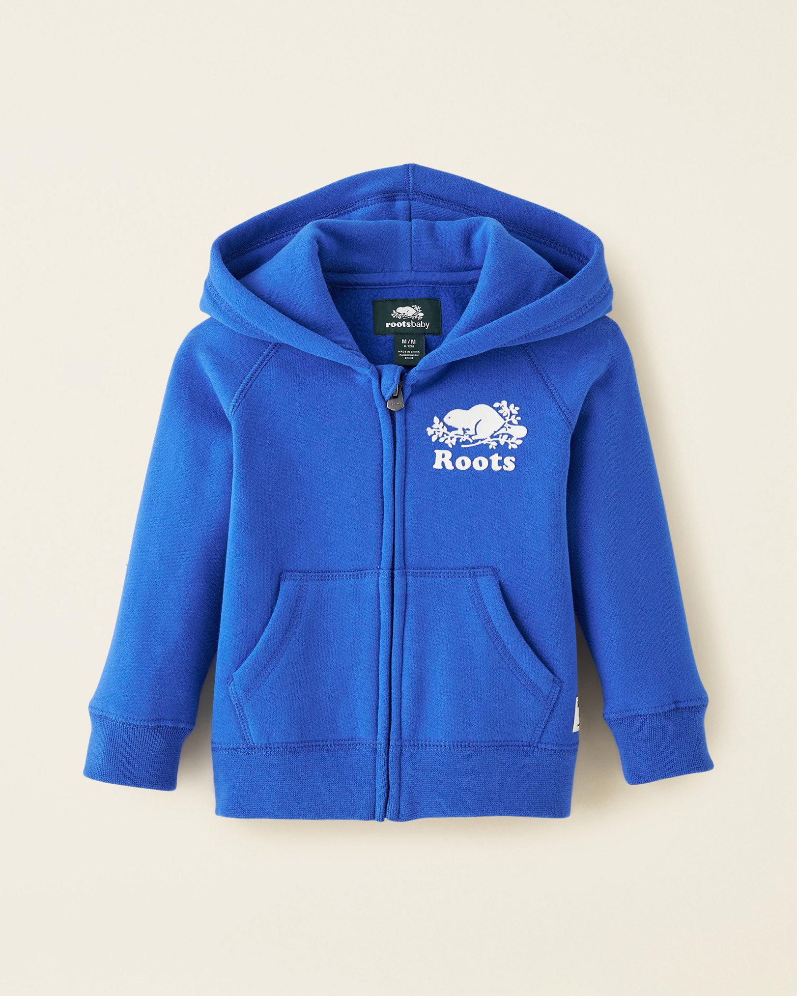 Roots Baby Organic Original Full Zip Hoodie in Athletic Blue