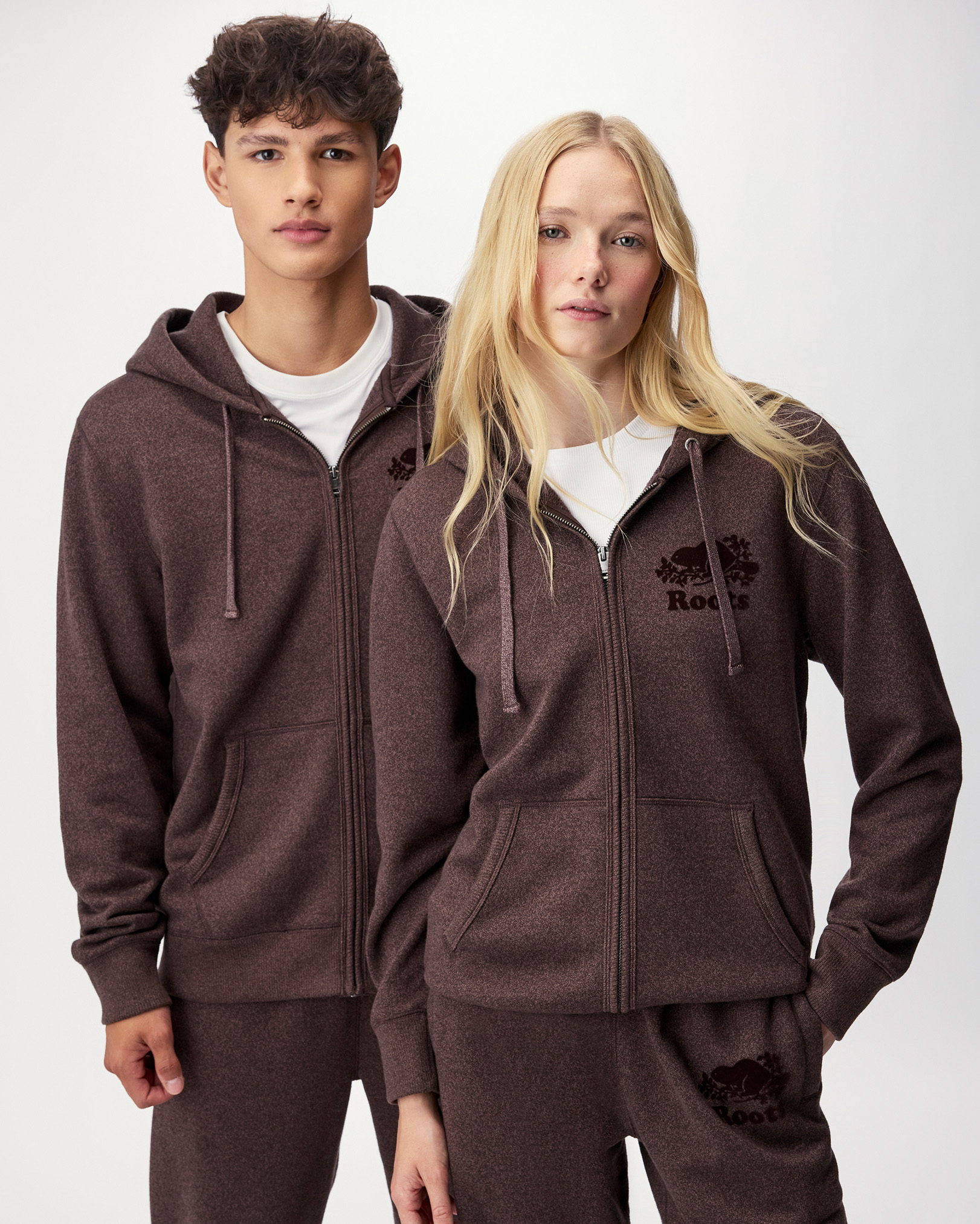Roots Organic Original Full Zip Hoodie in Mosswood Brown Ppr