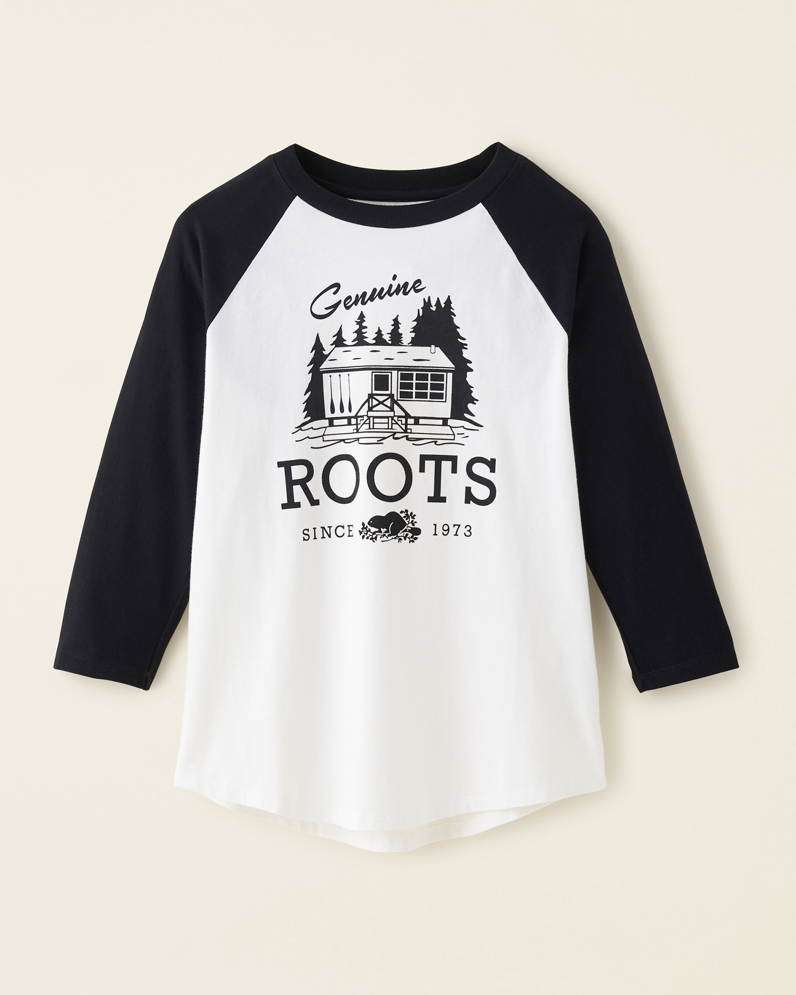 Roots Women's Cabin Baseball T-Shirt in Black