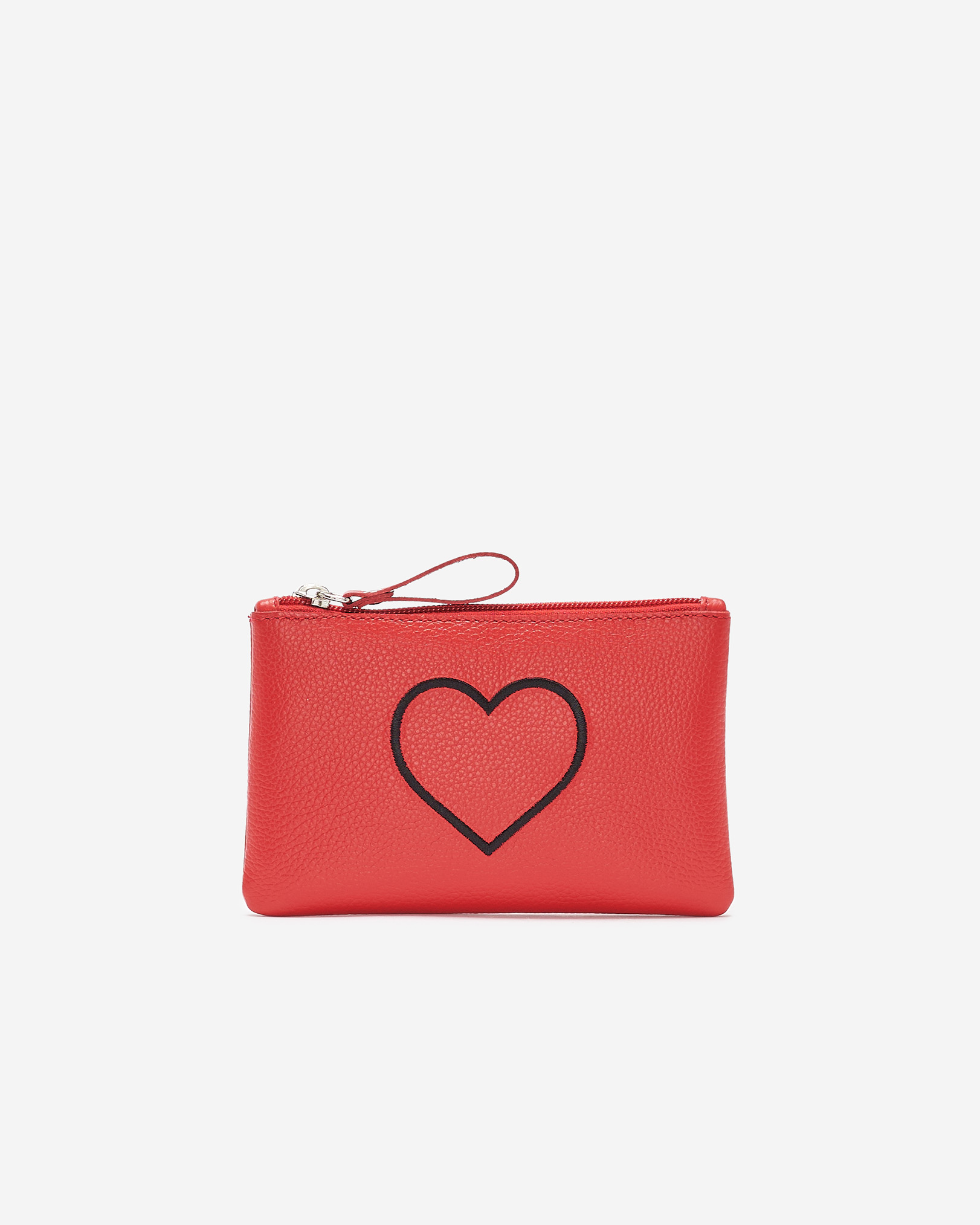 Roots Heart Zip Pouch Cervino in Racing Red/Black