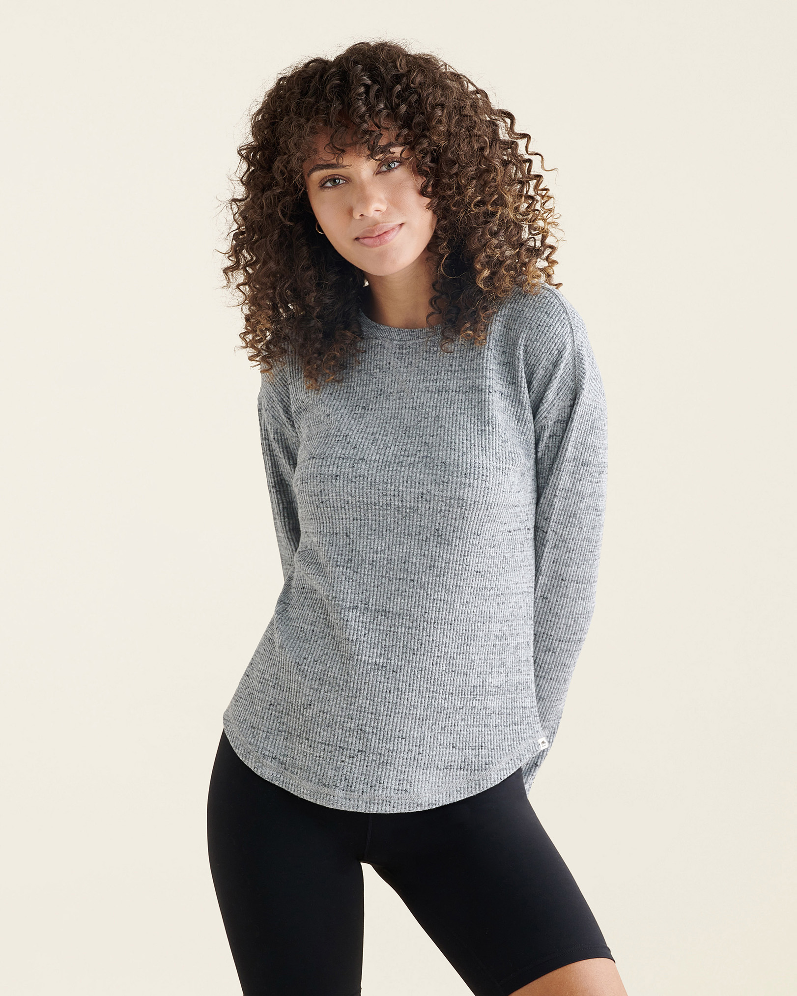 Roots Waffle Long Sleeve Top in Salt/Pepper