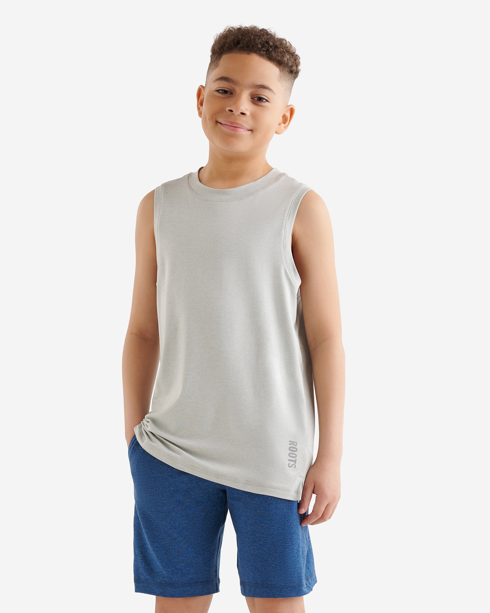 Roots Boy's Active Tank Top in Grey Mix