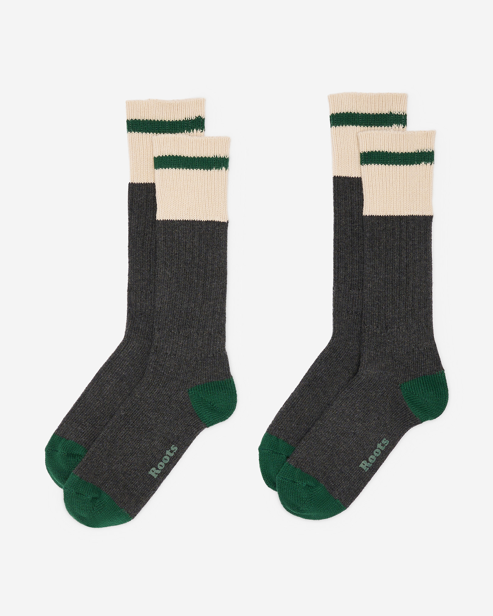 Roots Adult Cotton Cabin Pop Sock 2 Pack in Black Mix