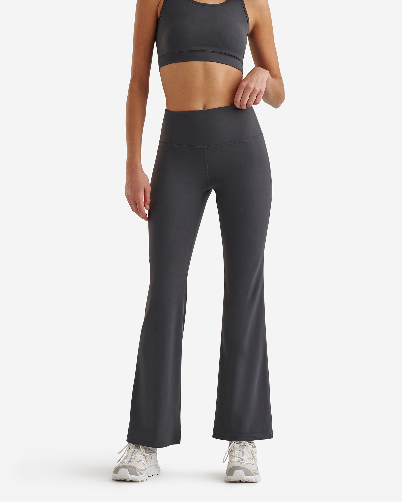 Roots Restore High Rise Flare Legging Pants in Grey