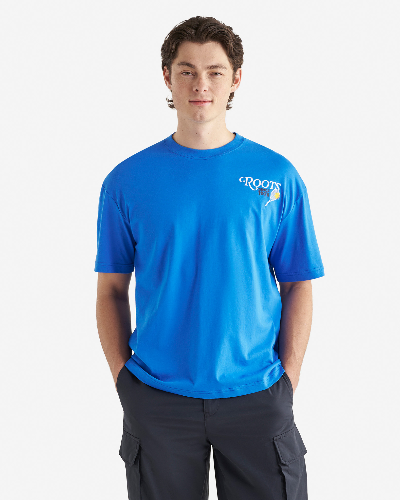 Roots Men's Sports Club Relaxed T-Shirt in Blue Wave