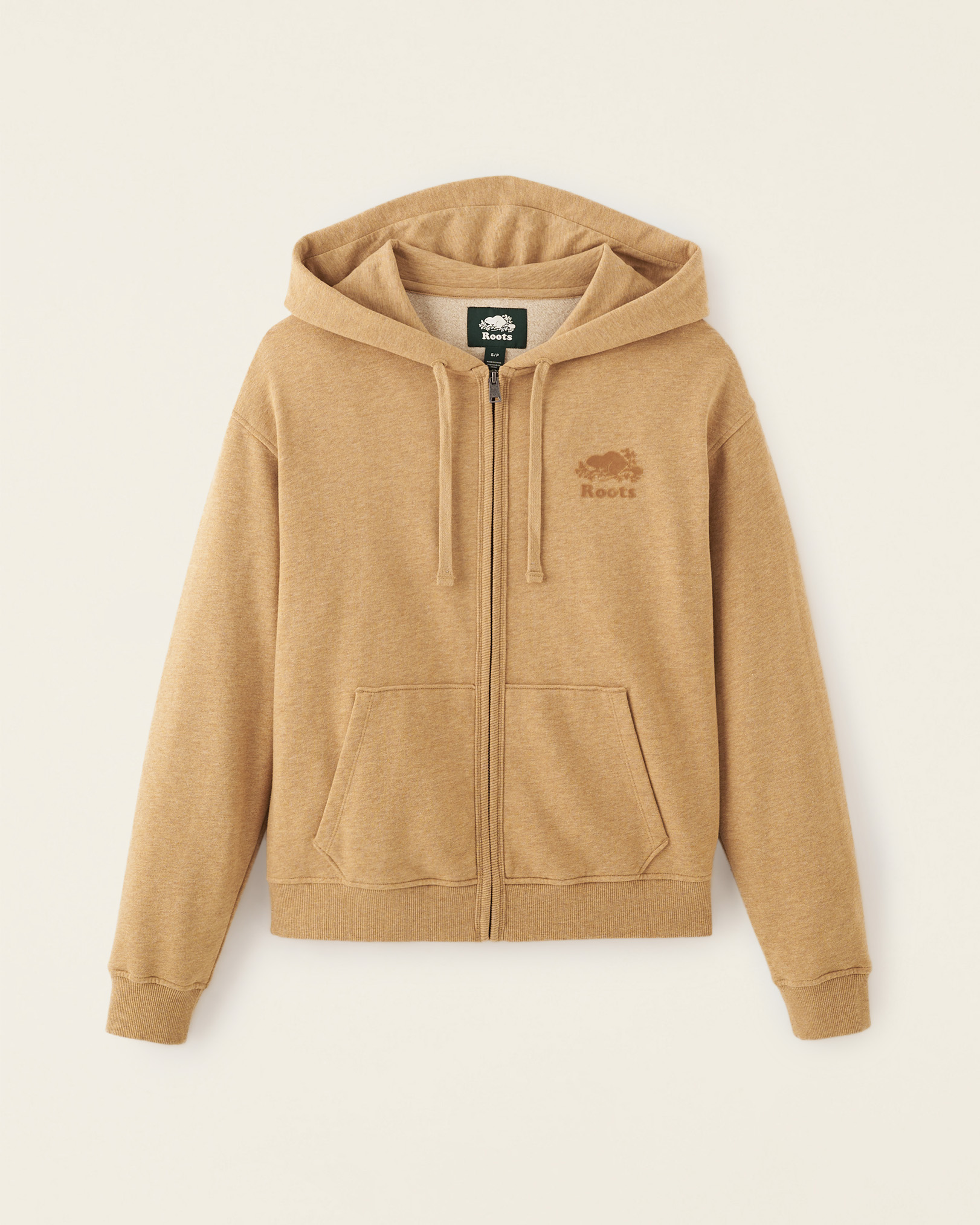 Roots Organic Original Relaxed Full Zip Hoodie in Cashew Mix