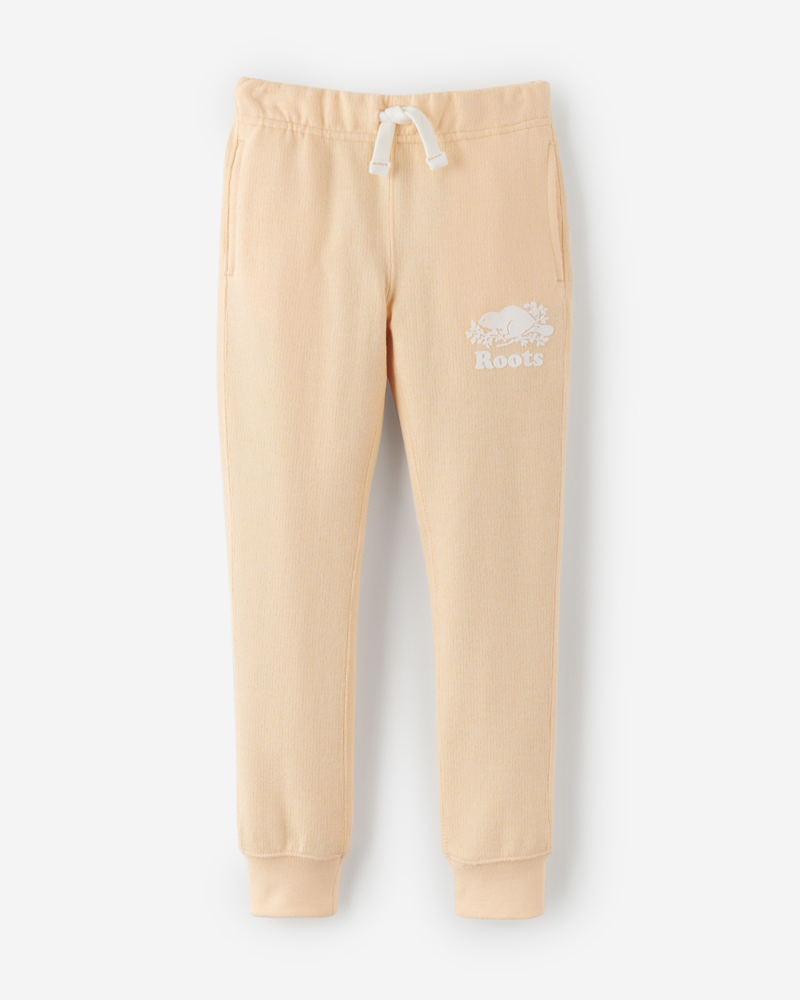 Roots Girl's Slim Cuff Sweatpant in Apricot Sherbet Ppr