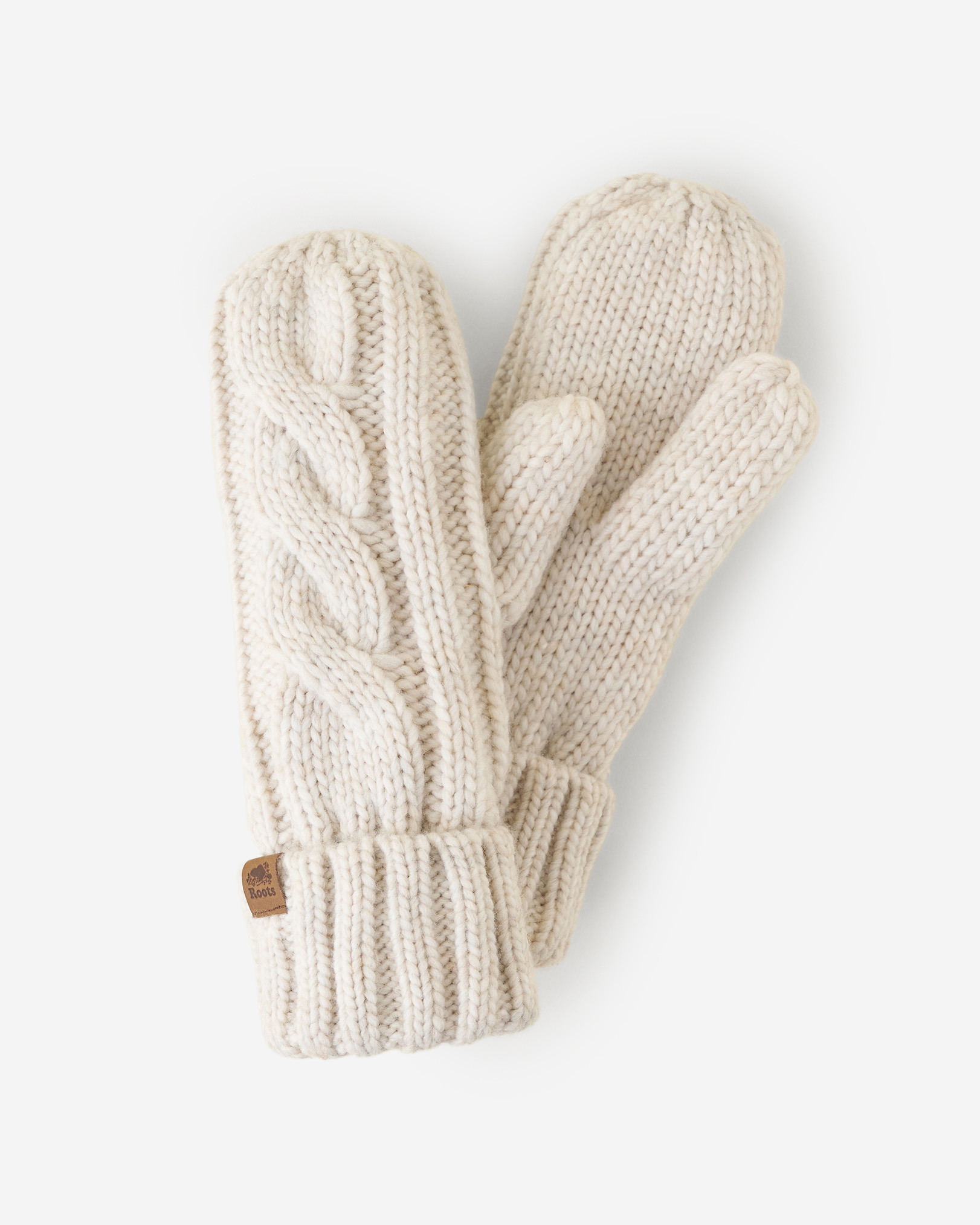 Roots Women's Olivia Cable Mitten in Oatmeal Mix